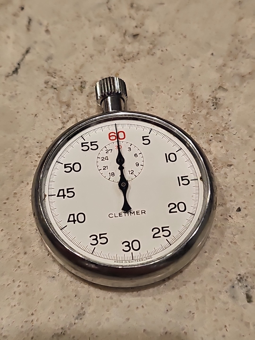 Swiss Made Cletimer Mechanical Wind Up Vintage Stopwatch