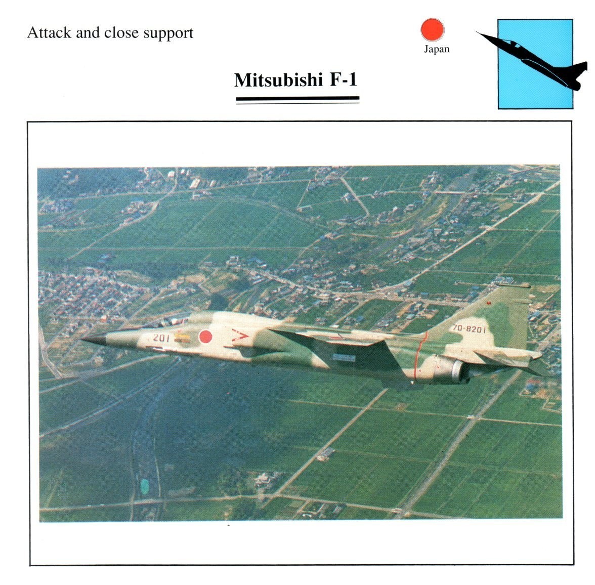 Mitsubishi F-1Edito Service Warplane Air Military Card Japan