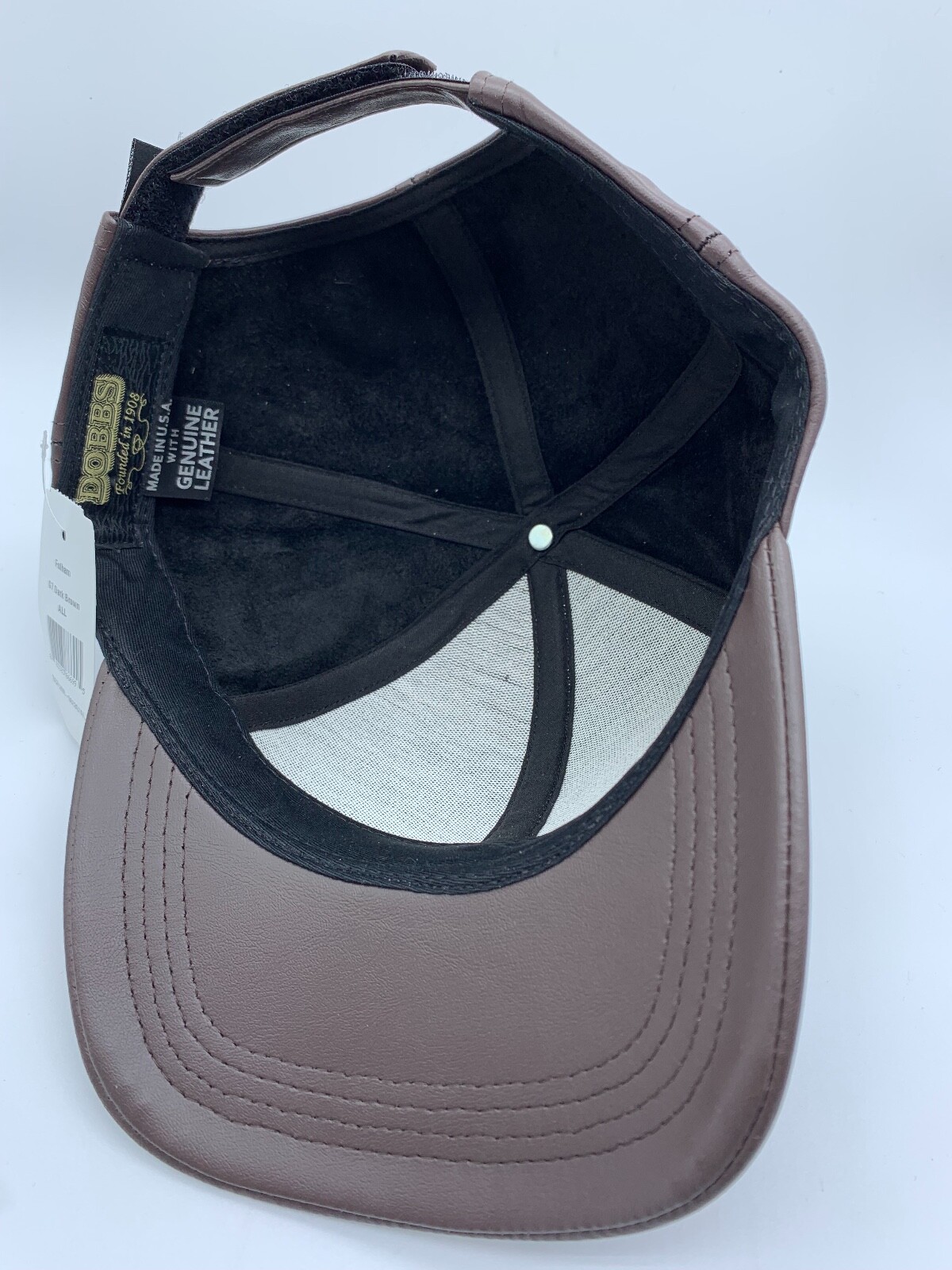 NEW DOBBS MENS FULHAN GENUINE LEATHER BASEBALL CAP MADE IN USA ONE SIZE BLACK