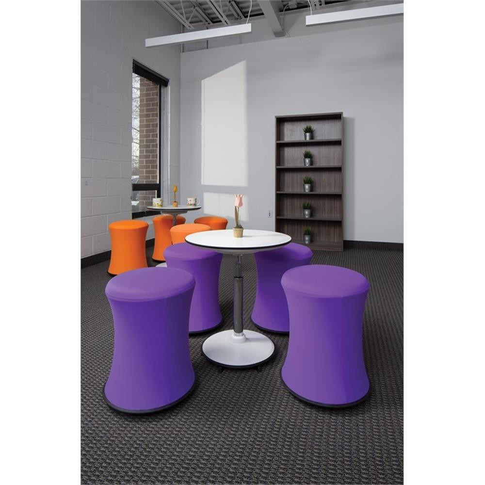 Active Height Stool with White Frame and Orange Fabric 18"-26"