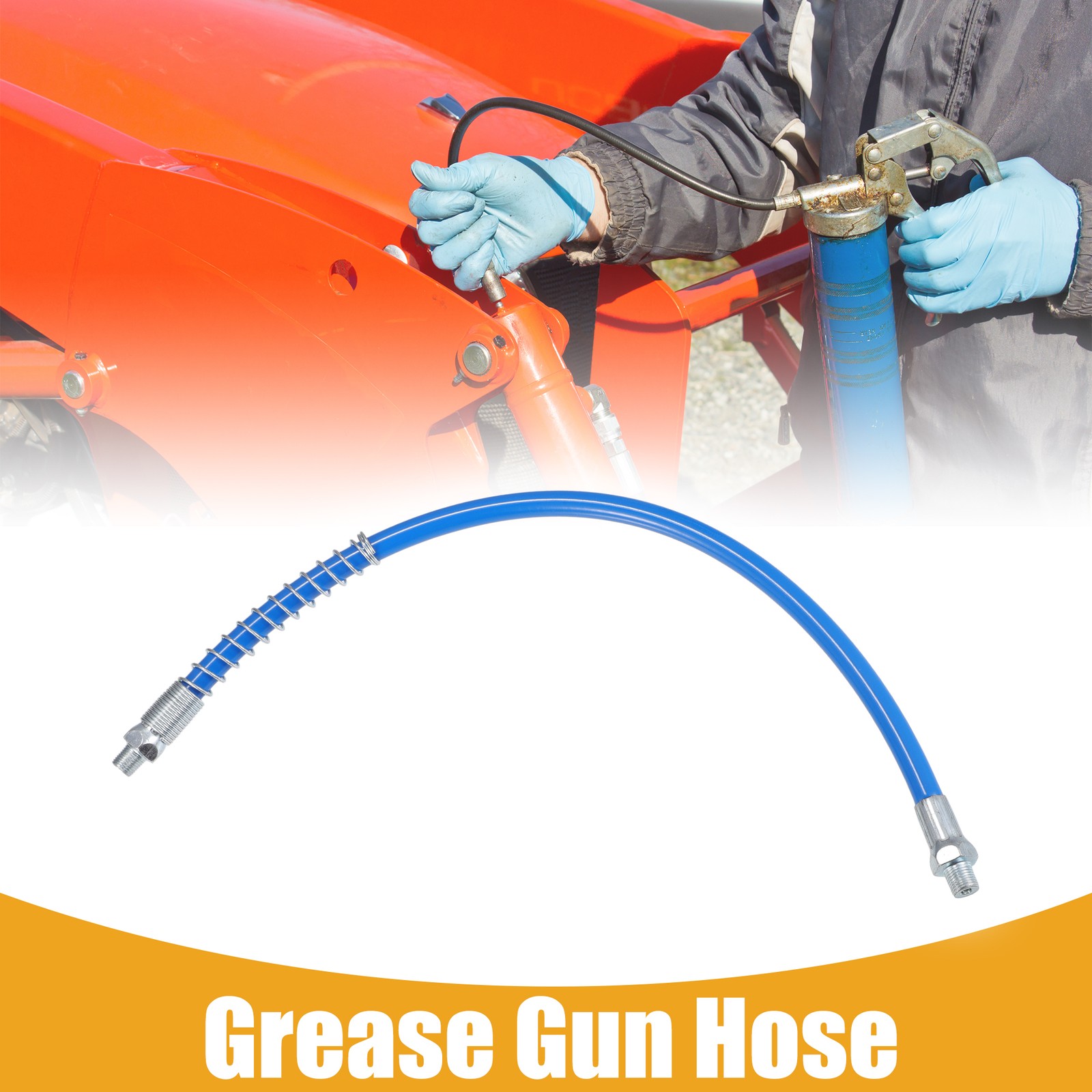 16" Universal 1/8" NPT Trailer Grease Gun Flex Hose Extension Non-Slip Blue