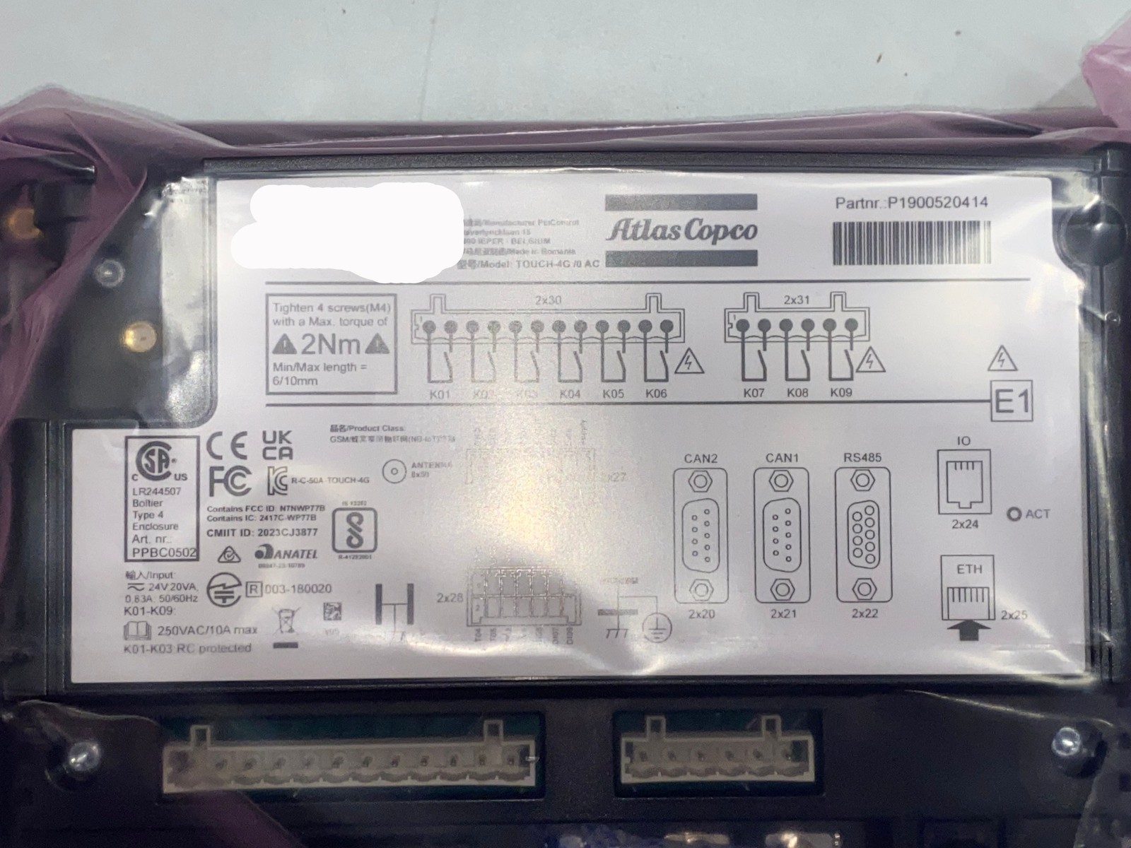 Atlas Copco Controller Panel 1900520414 Elektronikon Original OEM Part