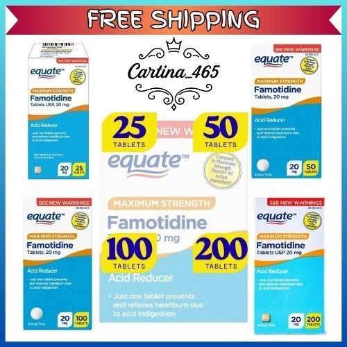 Equate Maximum Strength Famotidine Tablets, 20 mg, 25, 50, 100, 200 Tablets