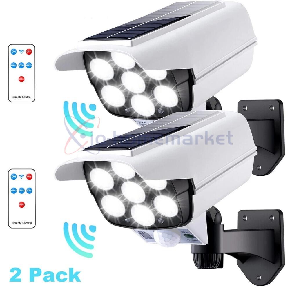 2PC Solar Motion Sensor Lights Outdoor Wireless 77 LED Flood Security Spotlights