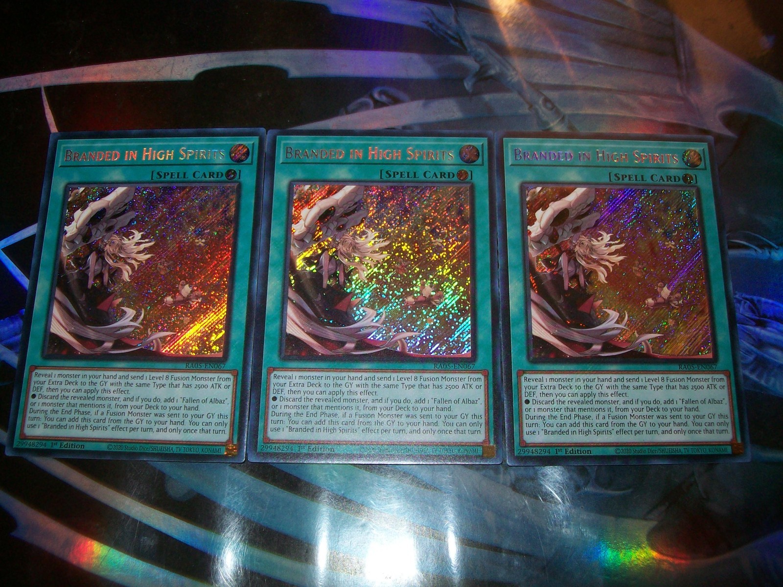 3x Branded in High Spirits 1st Edition Secret Rare RA05-EN067 Yu-Gi-Oh!