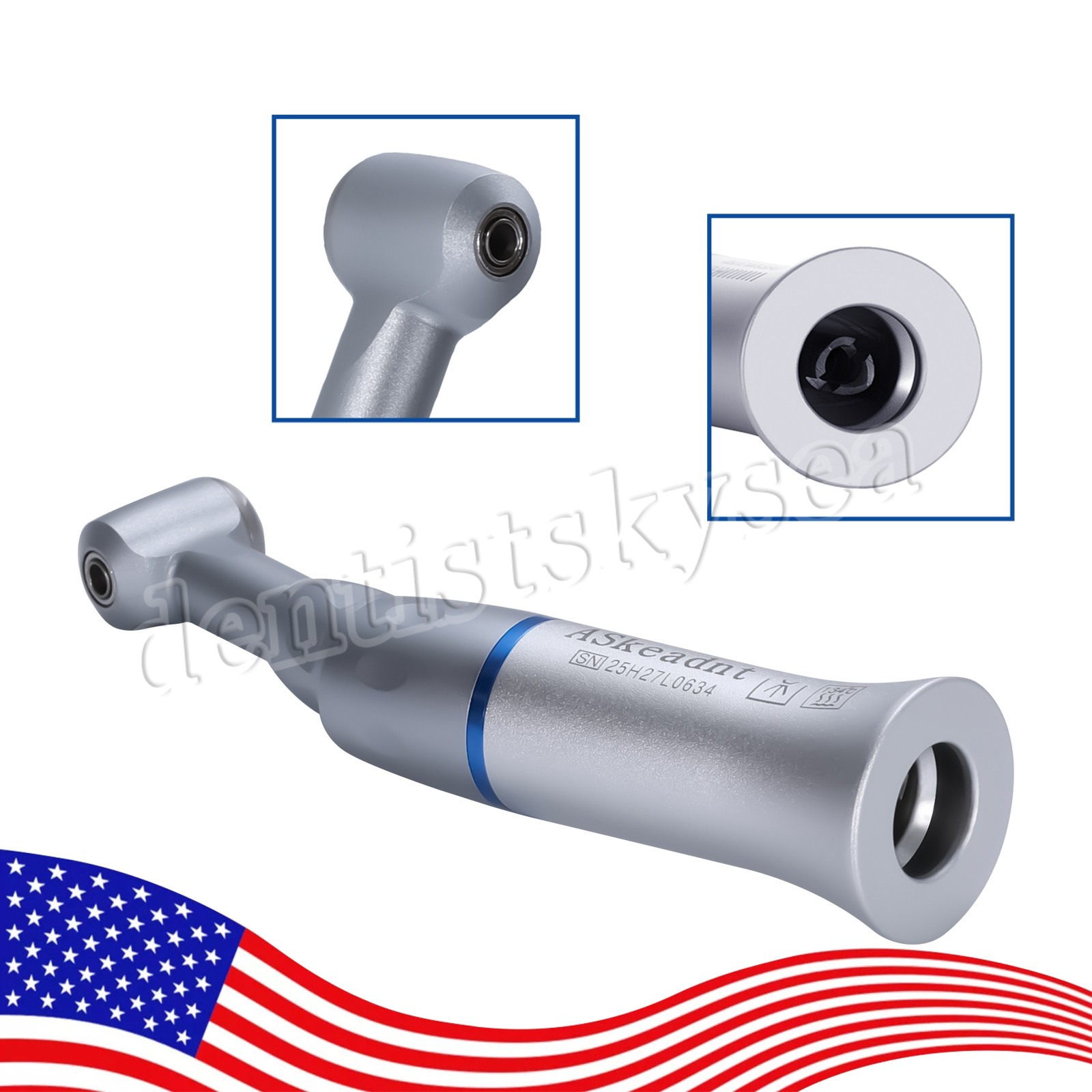 3Pcs Dental 1:1 Low Slow Speed Push Button Contra Angle Handpiece E-type AS