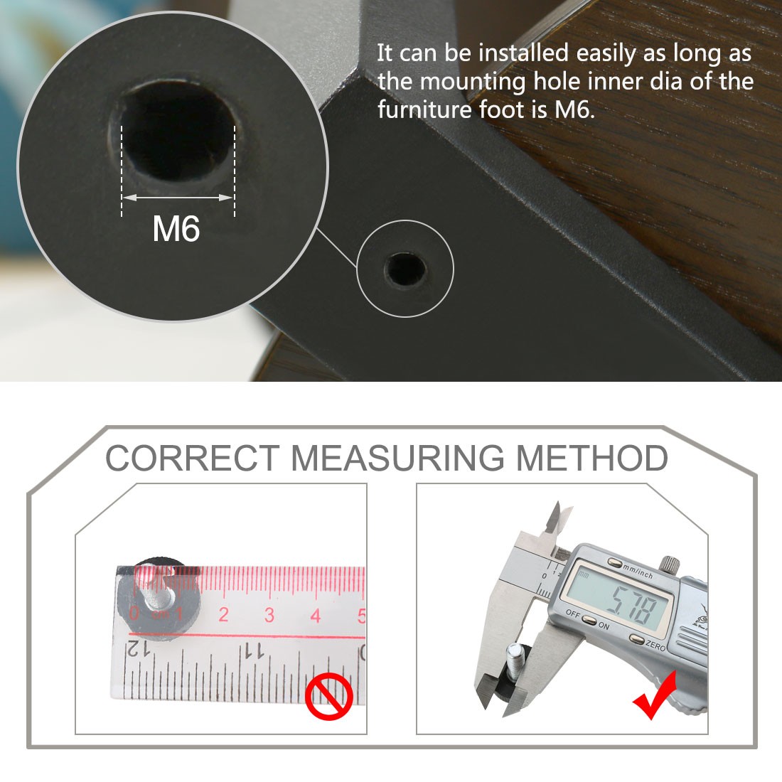 M6 x 18 x 18mm Hand Screw Leveling Feet Adjustable Leveler for Table Leg 12pcs