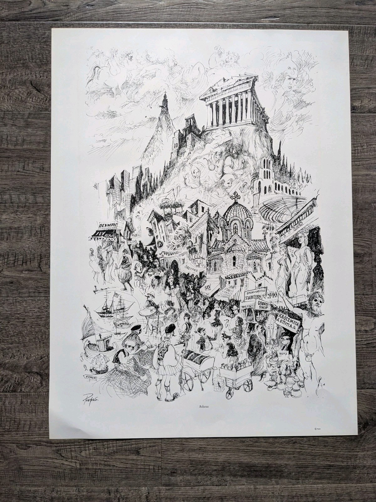William Papas ATHENS 16" x 24" Print Monochrome Unframed NICE