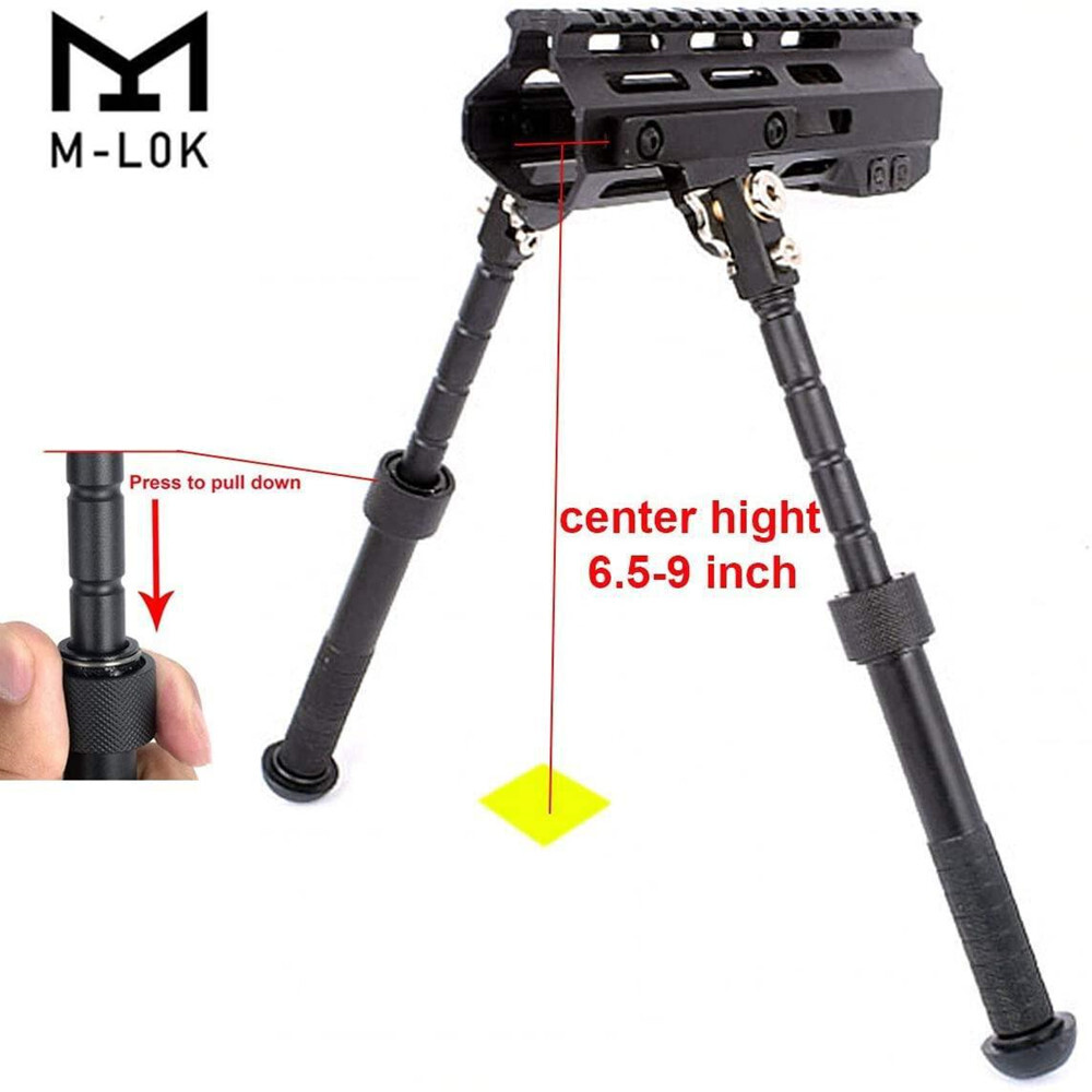 6.5''-9'' Adjustable Mlok Bipod Side Rail Direct Attach Folding Rifle Bipod