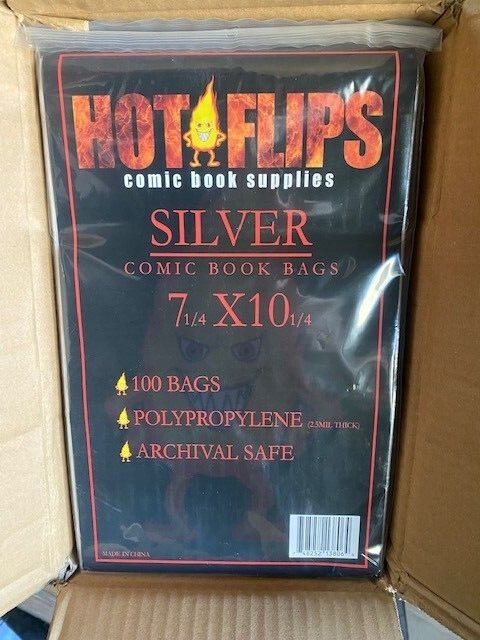 1000 Hot Flips Silver Comic Book Poly Bags -7 1/4 X 10 1/4 Archival Safe 2.5 mil