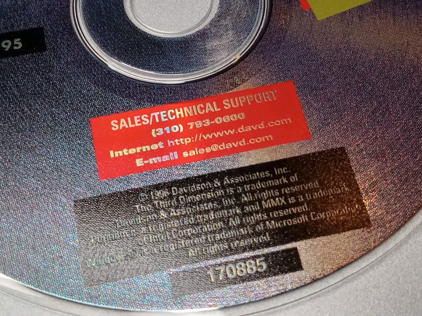 The Third Dimension CD-ROM (1996, Windows 95, Davidson) Disc Only