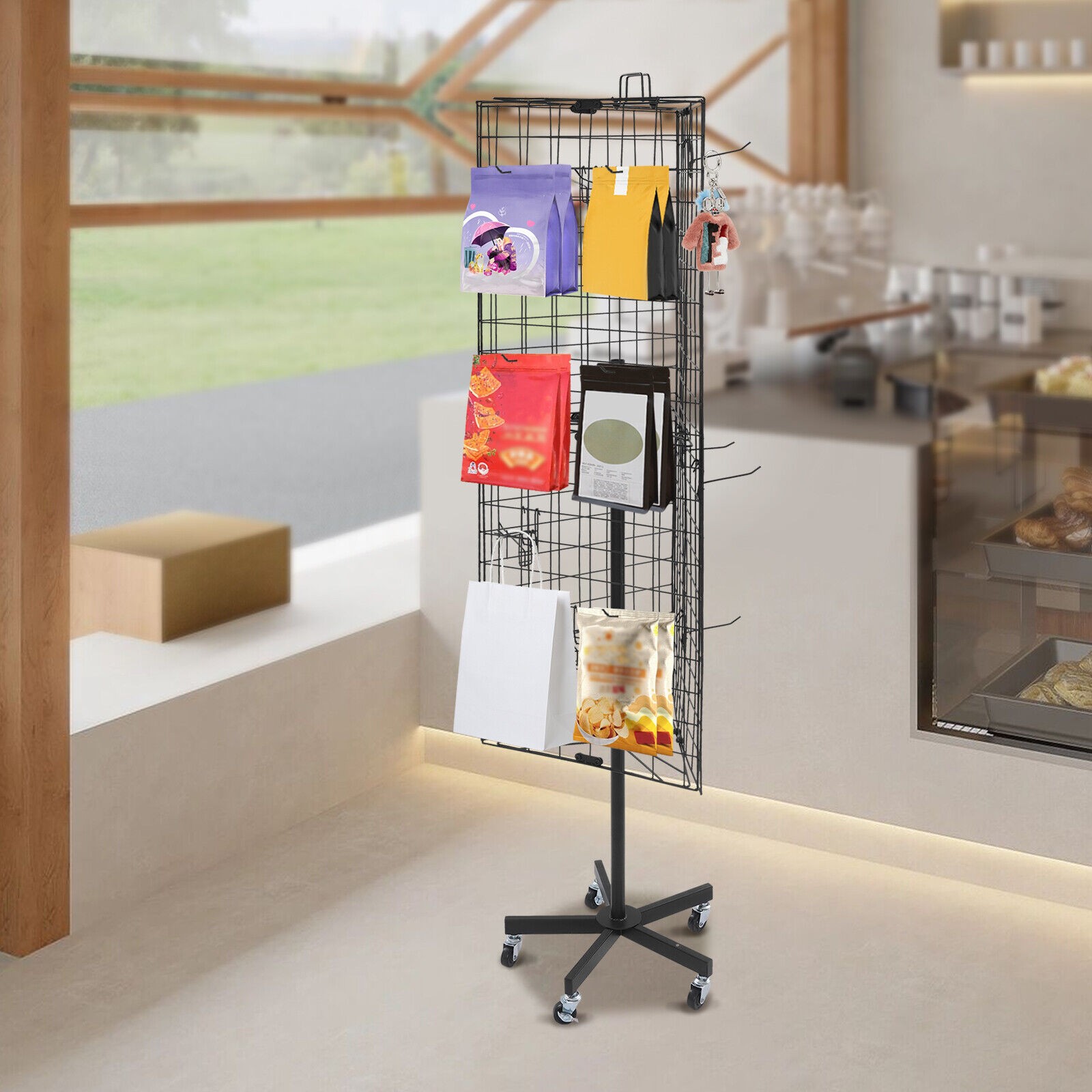 Gridwall Panel Display Stand Triangular Heavy Movable Floorstanding Detachable