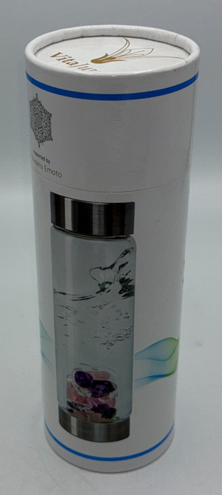 VitaJuwel ViA Crystal Water Bottle 500ml Amethyst Rose Quartz Gemstone Elixir