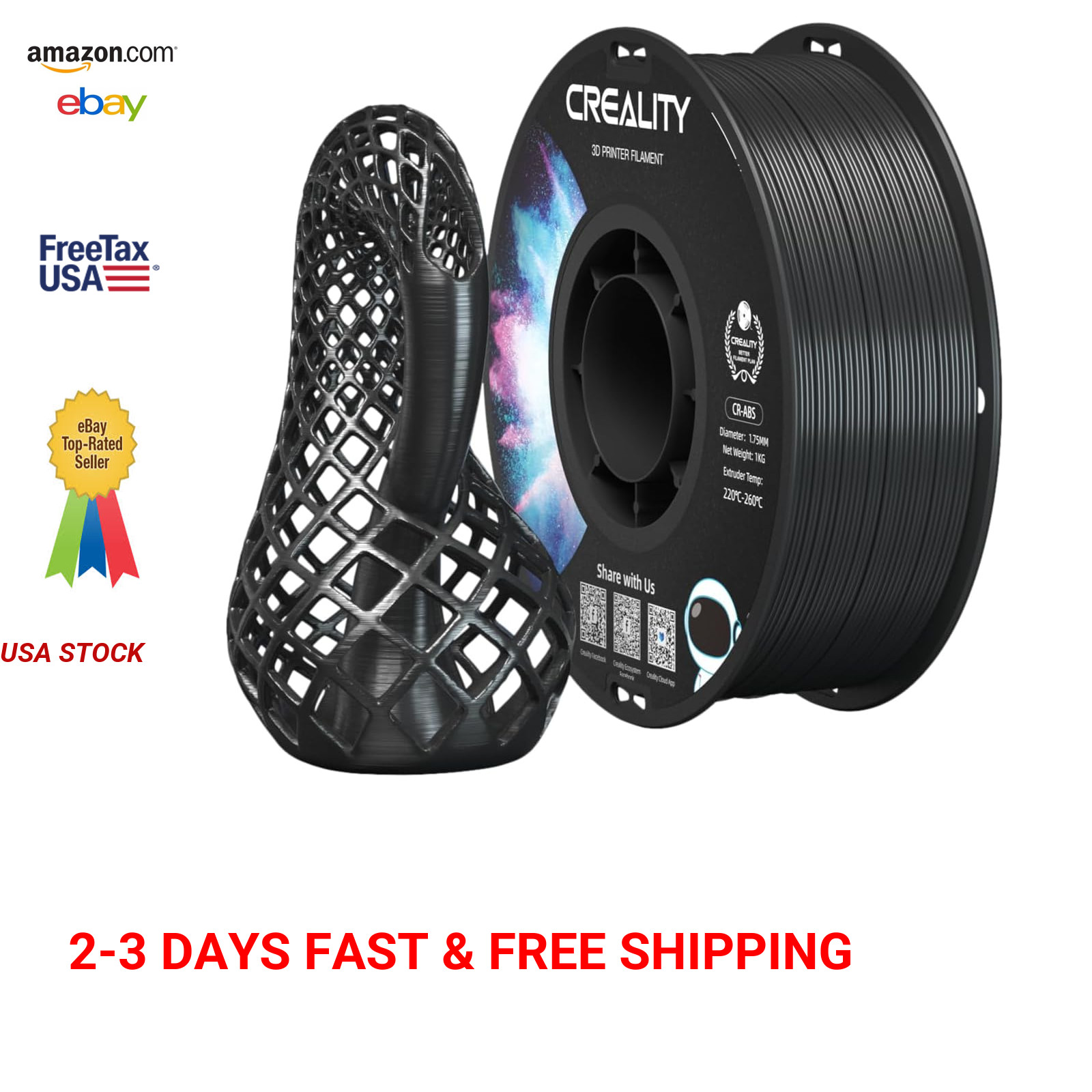 ABS Filament 1.75mm 3D Printer Filament Impact Resistance Odorless Non-Toxic 1kg