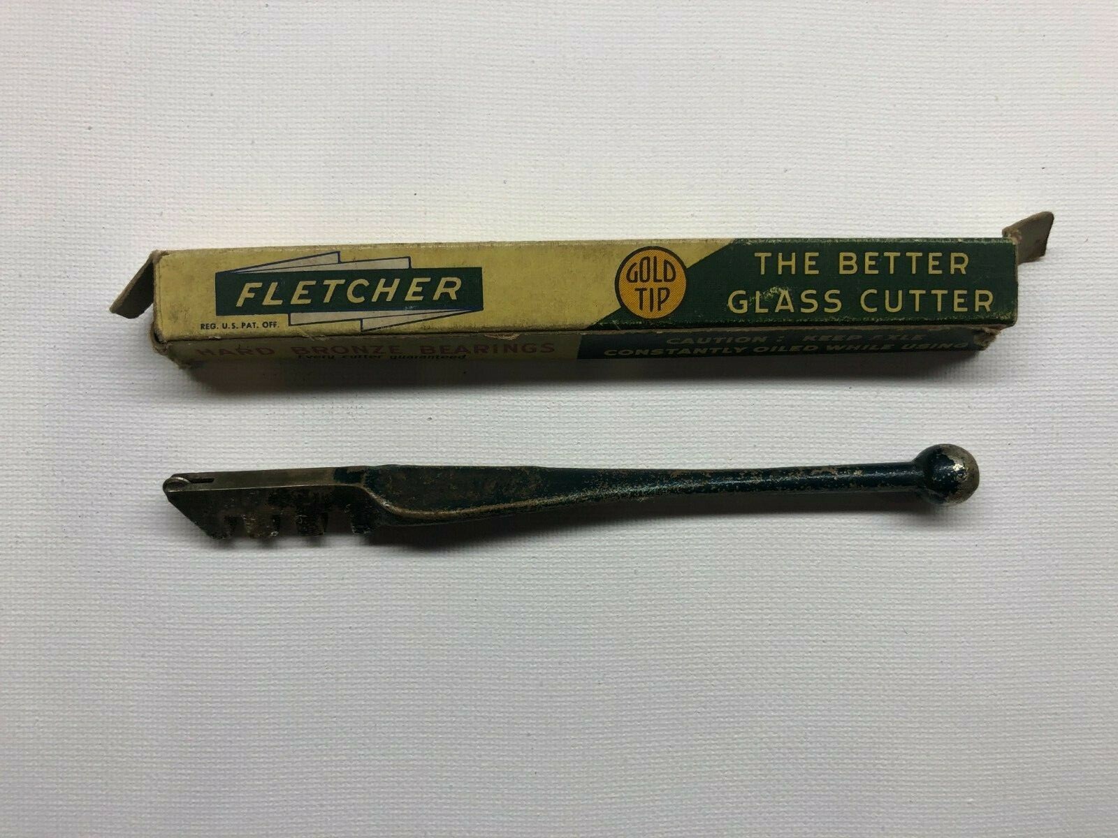 Fletcher Terry Co. Glass Cutter #2 Gold Tip Vintage Bronze Bearing