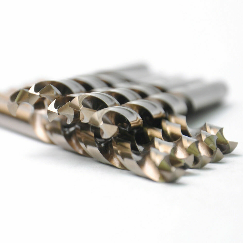 Drillforce 10PCS 1/2" Cobalt Drill Bit Set HSS M35 Metal Bits 3/8" Reduced Shank