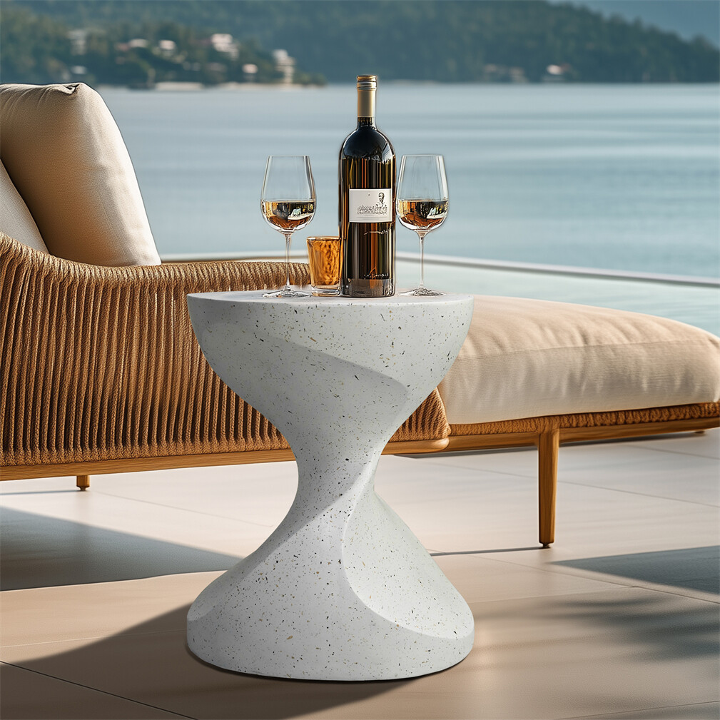 Twisted Concrete Stool Table Outdoor Indoor Aceent Coffee Table End Side Table