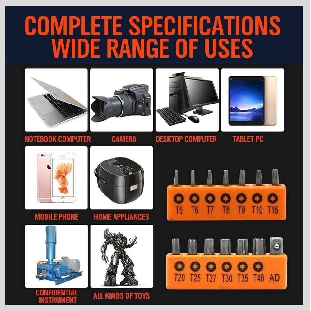 14 Torx Bit Set Torq Hex Star Spanner Tri Wing Screwdriver Tamper Proof Security
