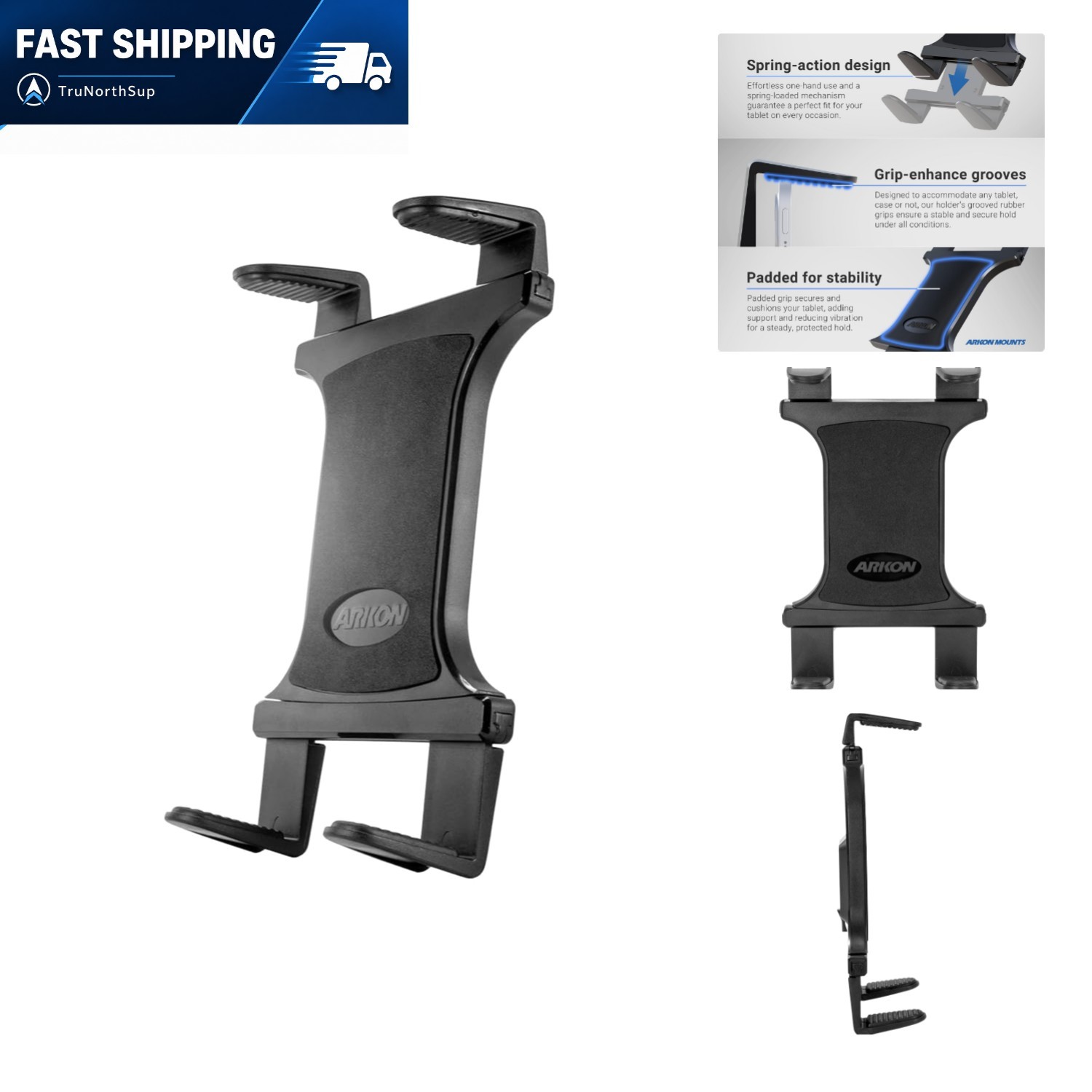 Universal Tablet Holder Slim-Grip with Dual-T Mounting Pattern for 7-18.4 inc...