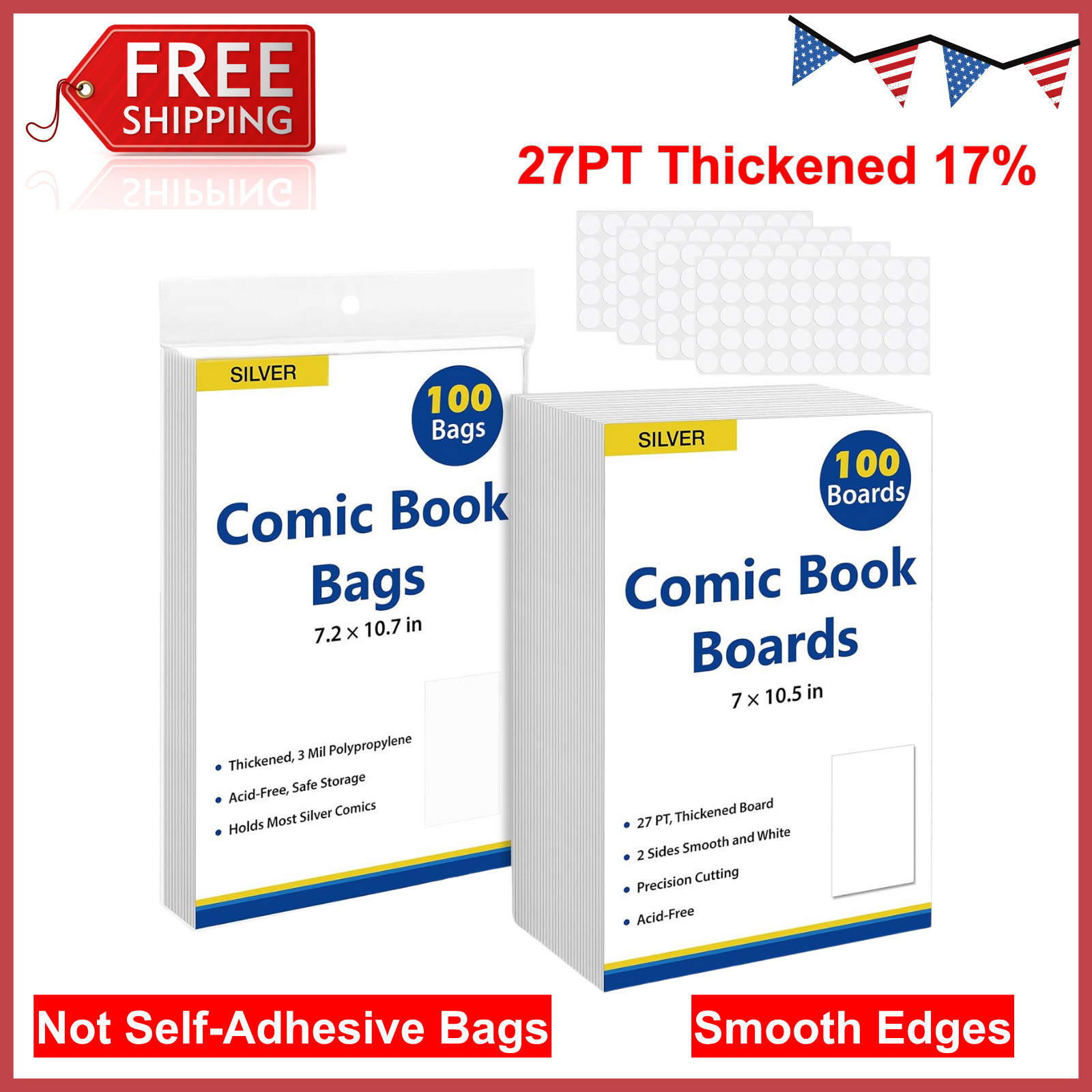 Silver Age Comic Book Bags & Backing Boards Combo Set Coated Comic Backing Board