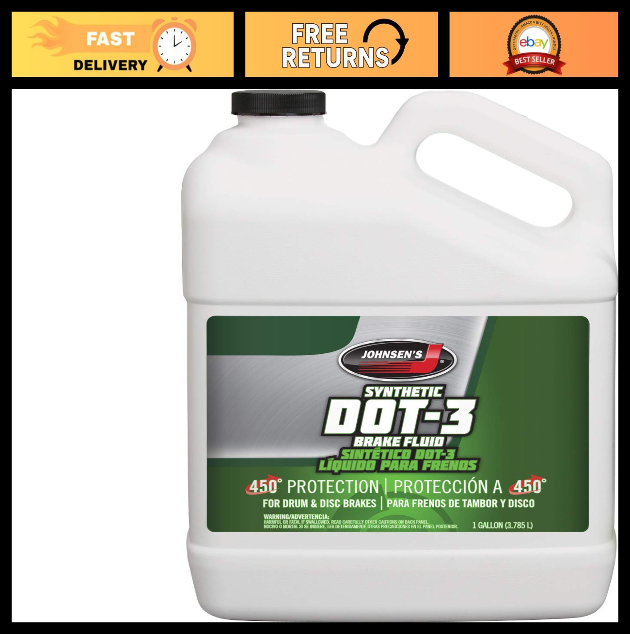 Premium DOT-3 Brake Fluid 1 Gallon - High Performance, Anti-Fade Formula