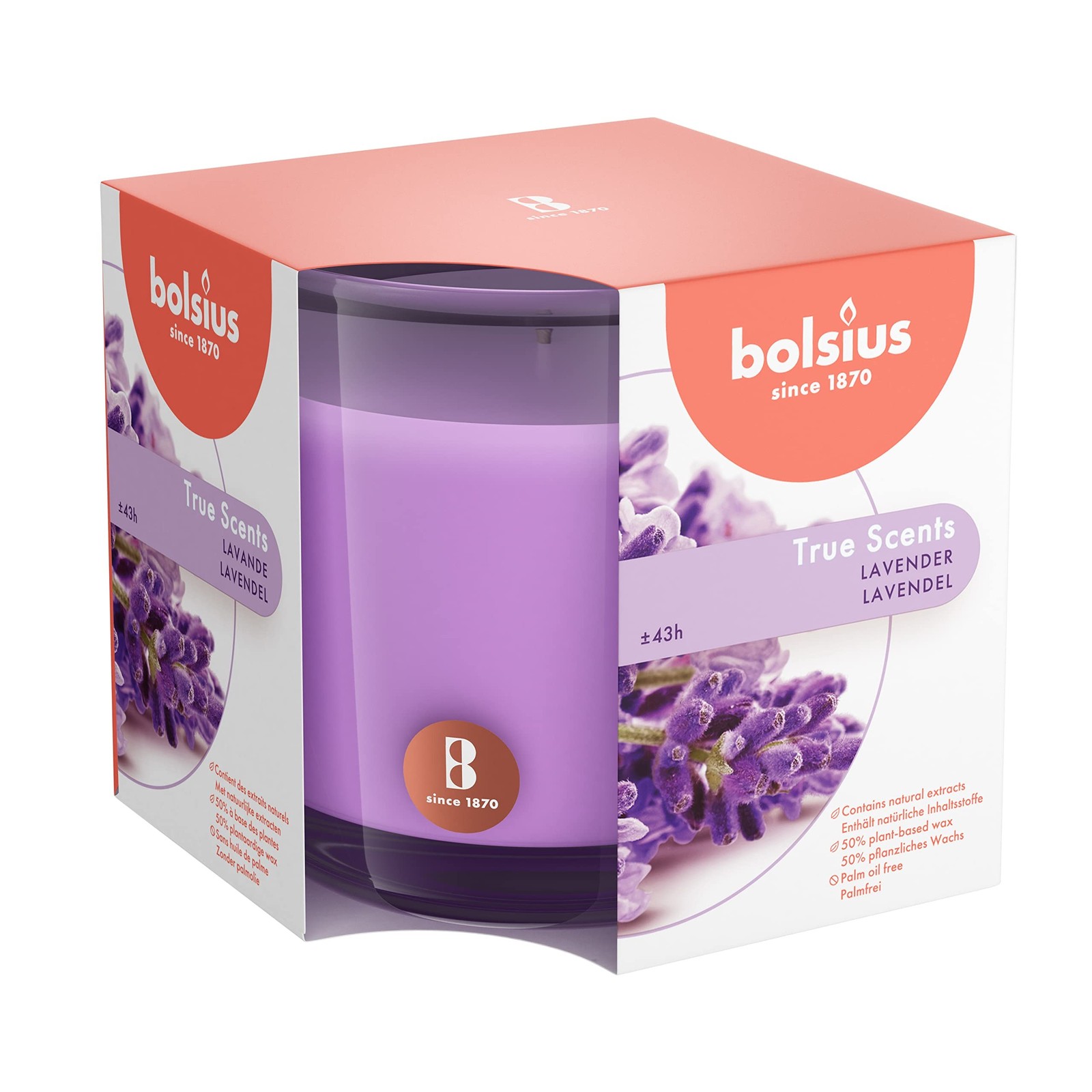 Bolsius Premium Lavender Scented Candle - Long-Lasting Candle Jar, 43+ Hours ...
