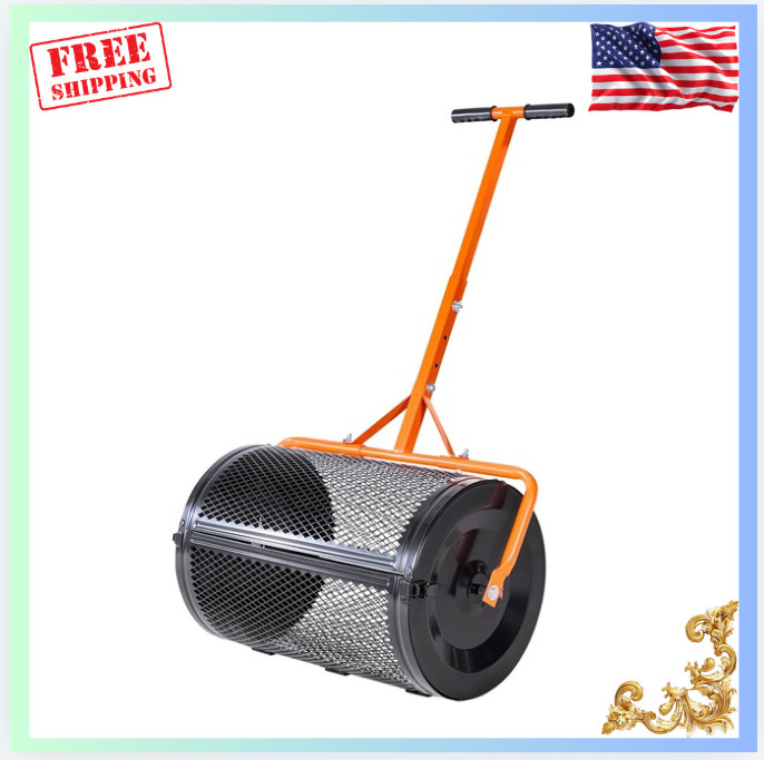 VEVOR 24 in Wide Peat Moss Spreader with T Shaped Handle, Heights Adjustable