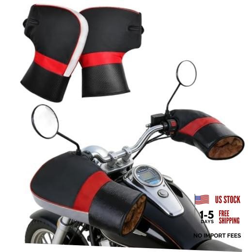Winter Waterproof Thermal ATV Gloves - Plush Motorcycle Handlebar Muffs