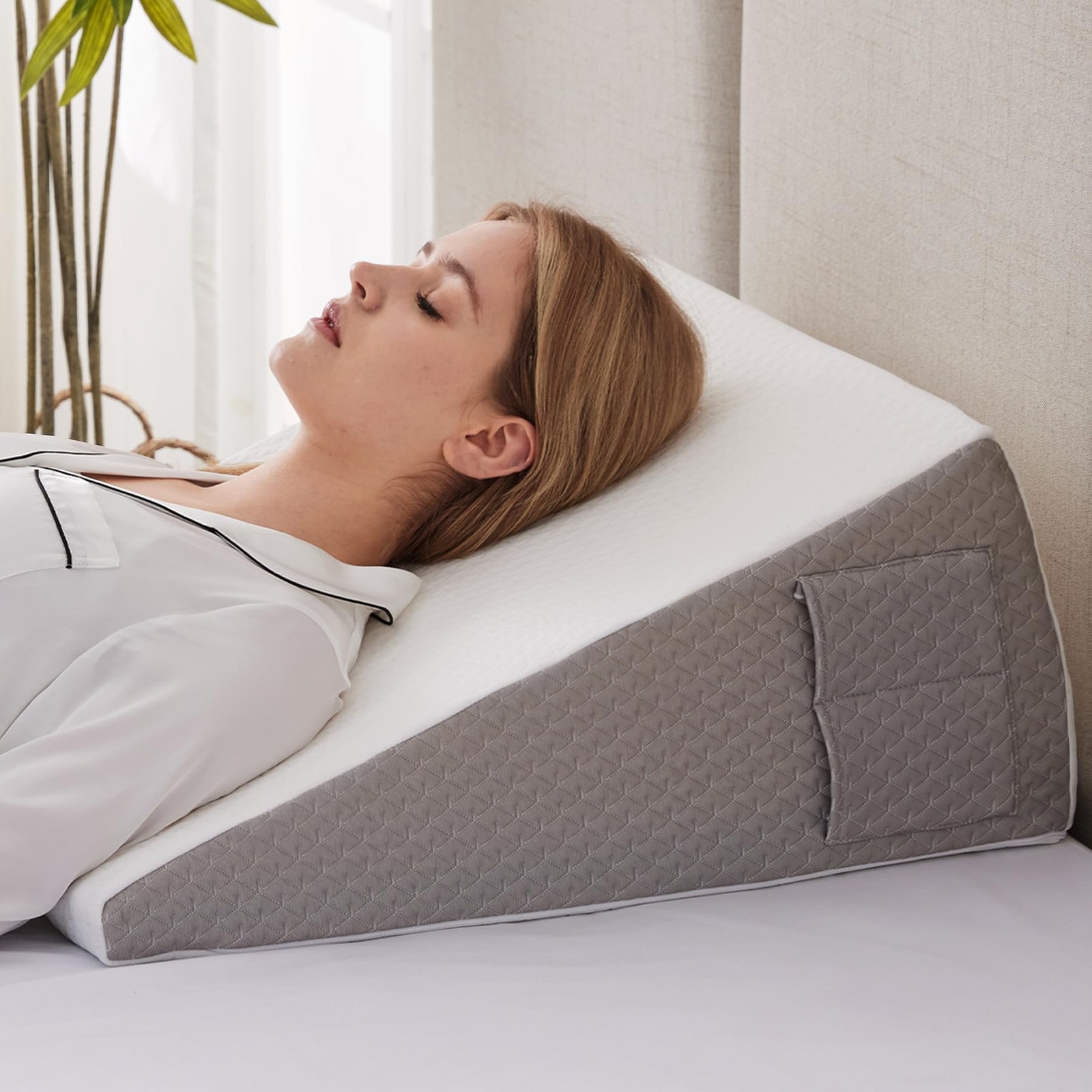 Wedge Pillow for Acid Reflux, Bed Wedge Pillow for Headboard 10", Pillow Wedg...