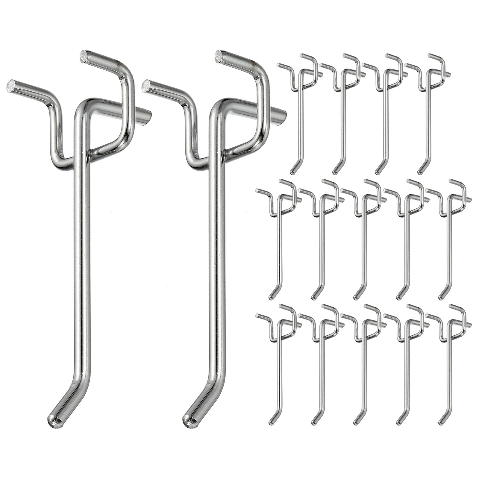 20 Pcs Pegboard Hooks, 3.9" Peg Board Hooks Kit, Silver Tone (1.2mm)