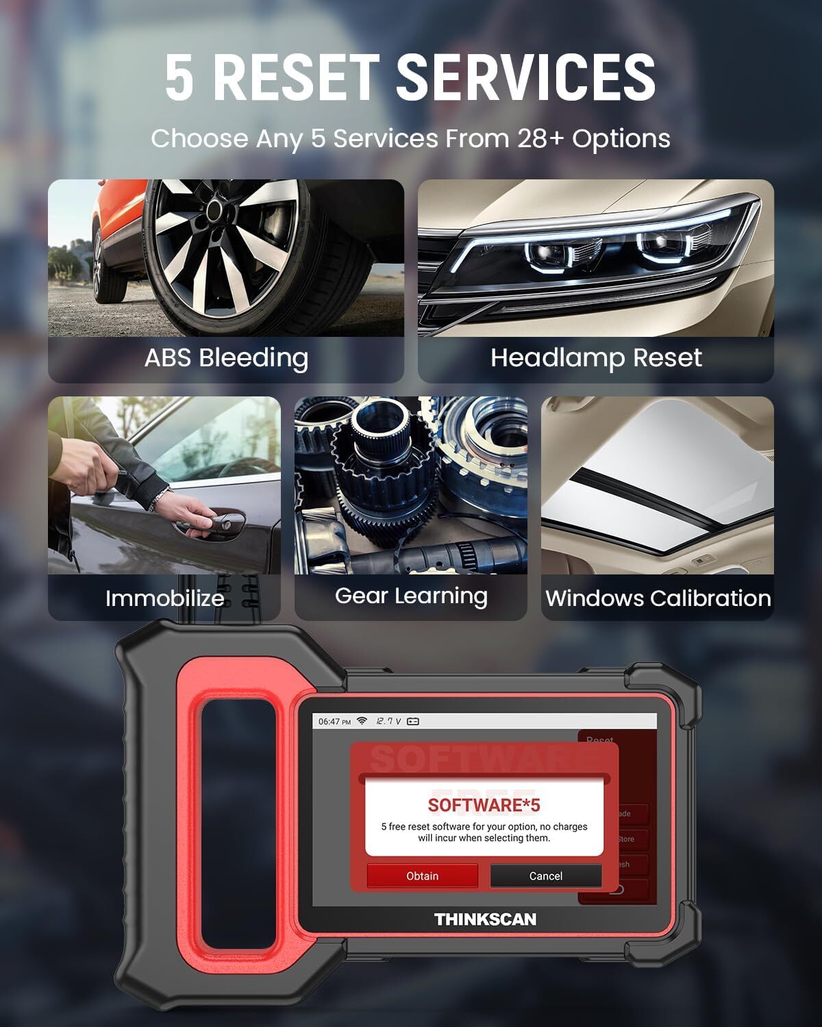 ThinkScan Plus S7 OBD2 Scanner Car Diagnostic Tool With 5 Reset AutoAuth FCA SG