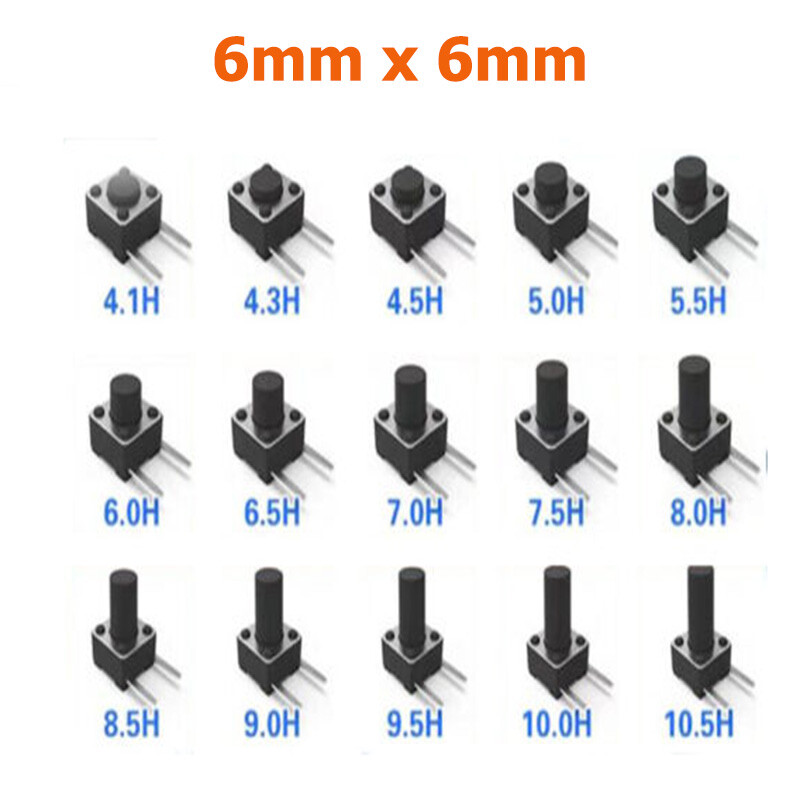 Micro Tactile Button Switch Side 2-Pin 6 * 6* 4.3/4.5/5/5.5/6/7/8/9/10/11/12MM