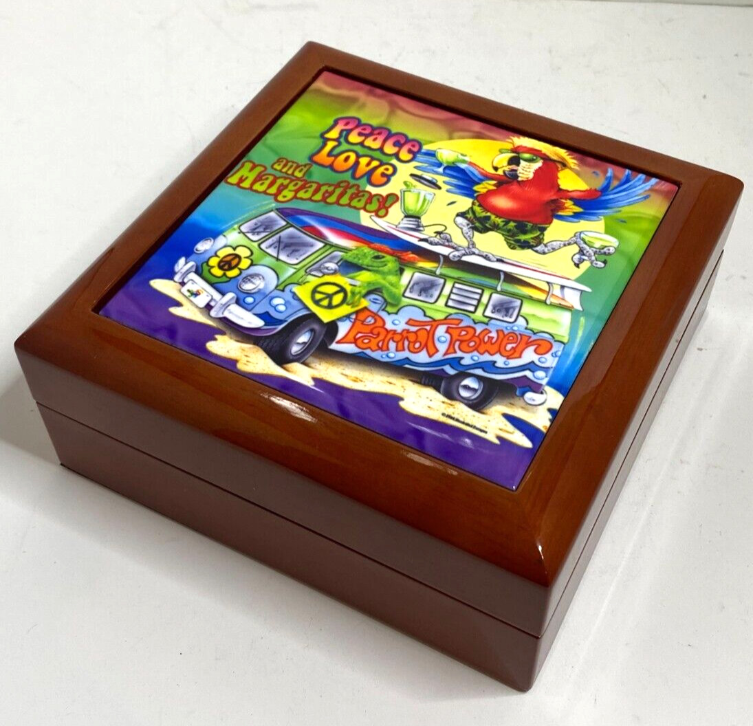 Caribbean Soul - Wood Trinket Jewelry Box - Peace, Love and Margaritas