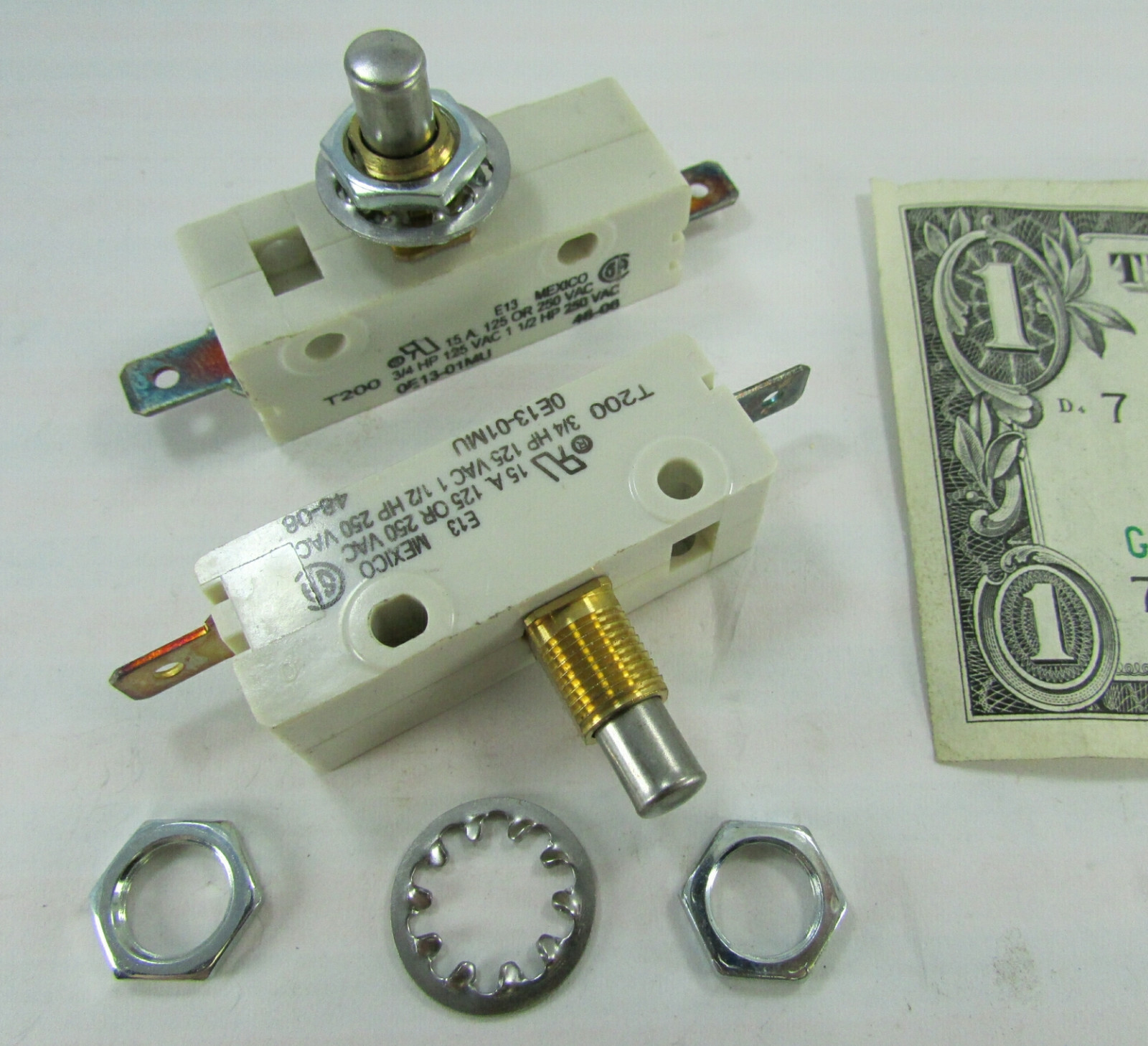 Lot 2 Cherry E13 15A Normally Open Pushbutton Switches 125/250 VAC 0E1301MU NO