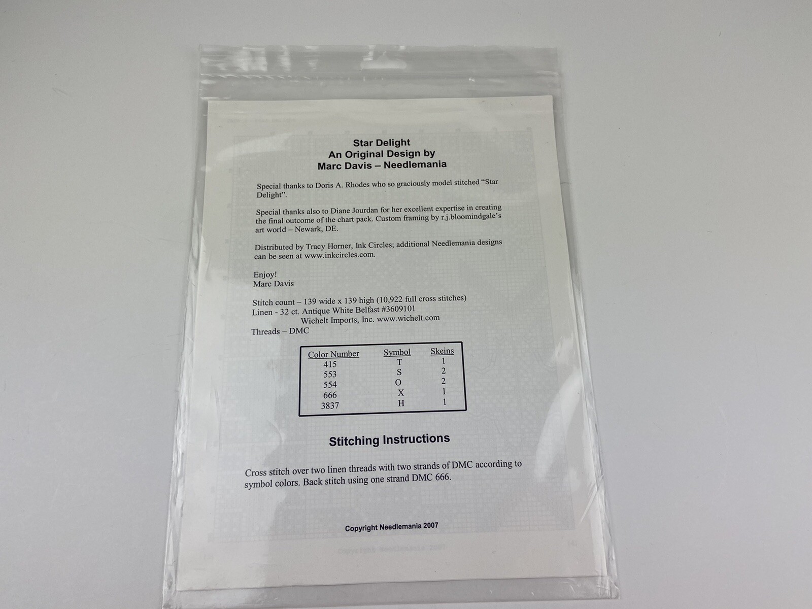 Needlemania Star Delight Needlepoint Pattern Mark Davis