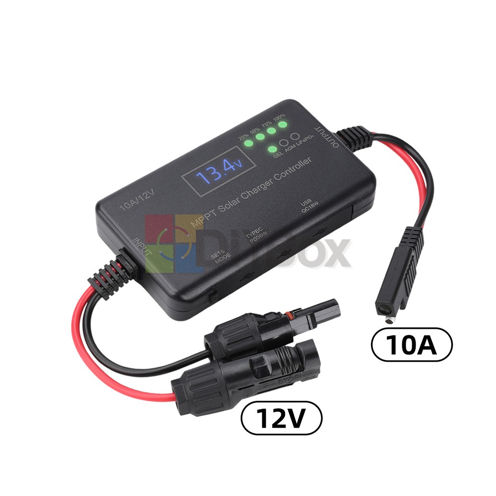 MPPT Solar Charger Controller 12V 10A Solar PV Controller for Lead-Acid LiFePO4