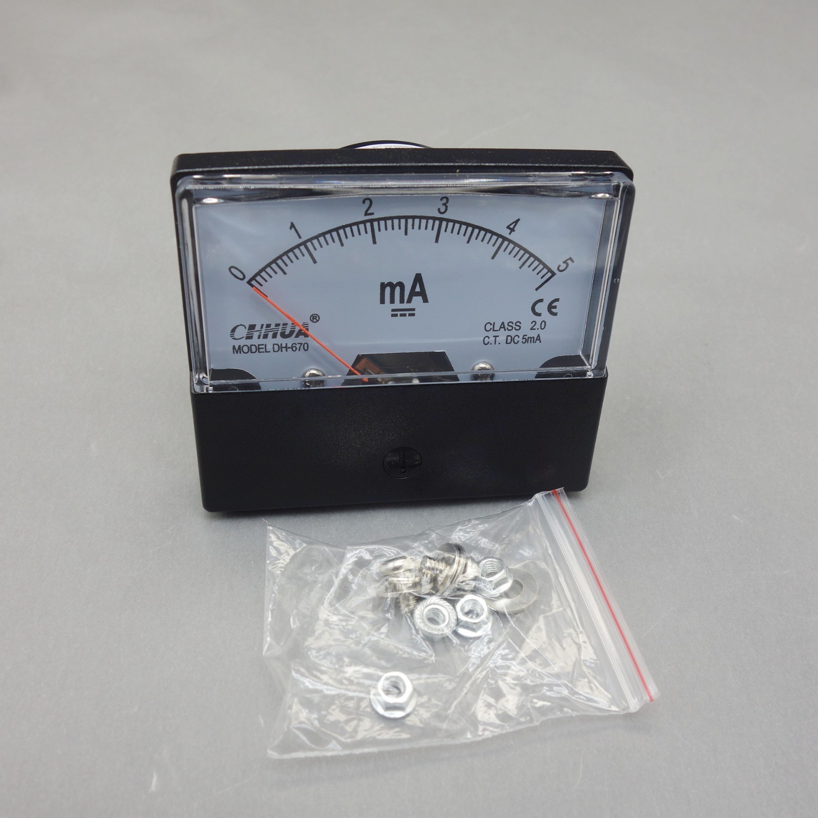 DH-670 DC 5mA Analog Ammeter Panel AMP Current Meter 60*70MM Shunt-built in