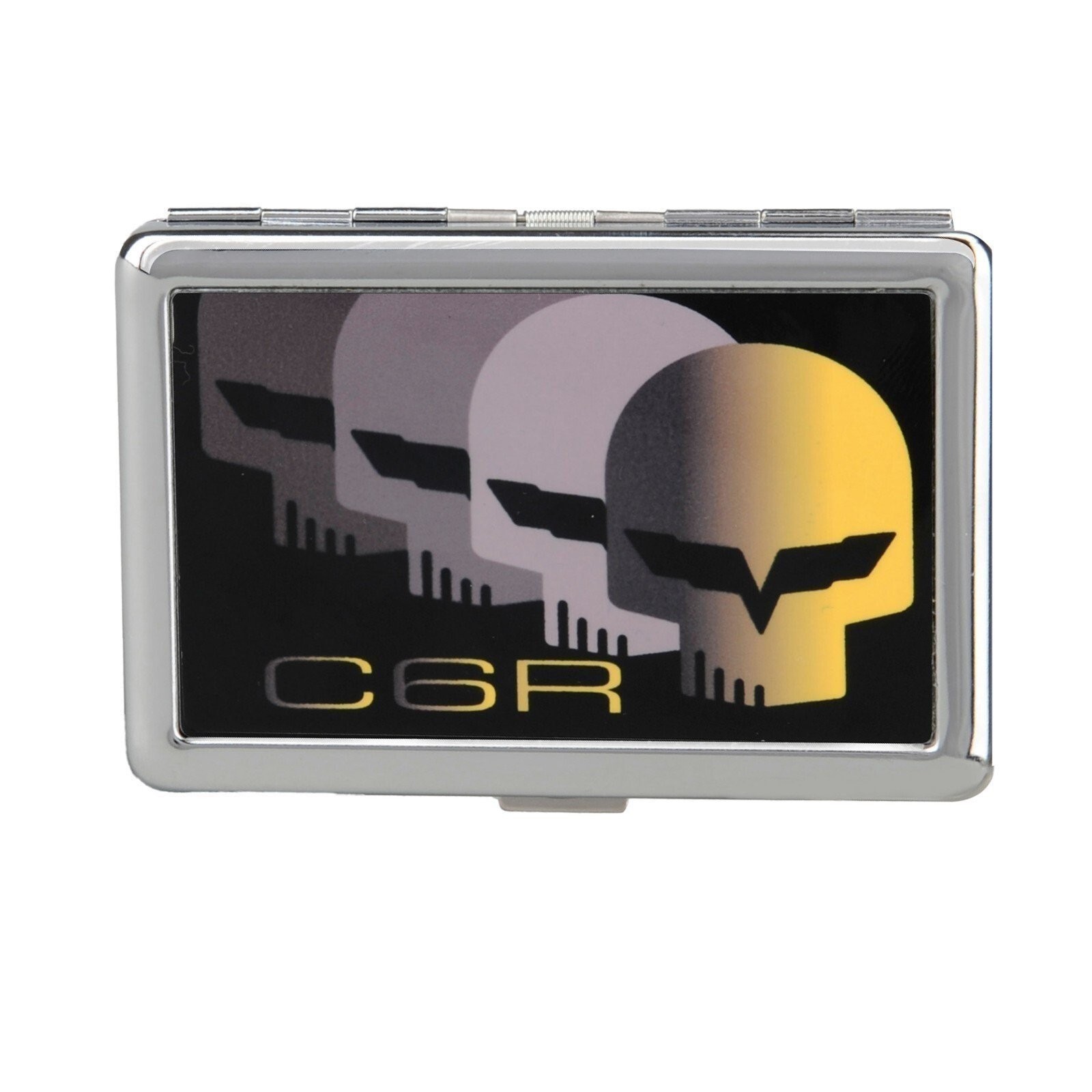 Stainless Steel Small Business Card Holder w/2005-2013 Corvette C6R Jake Skull