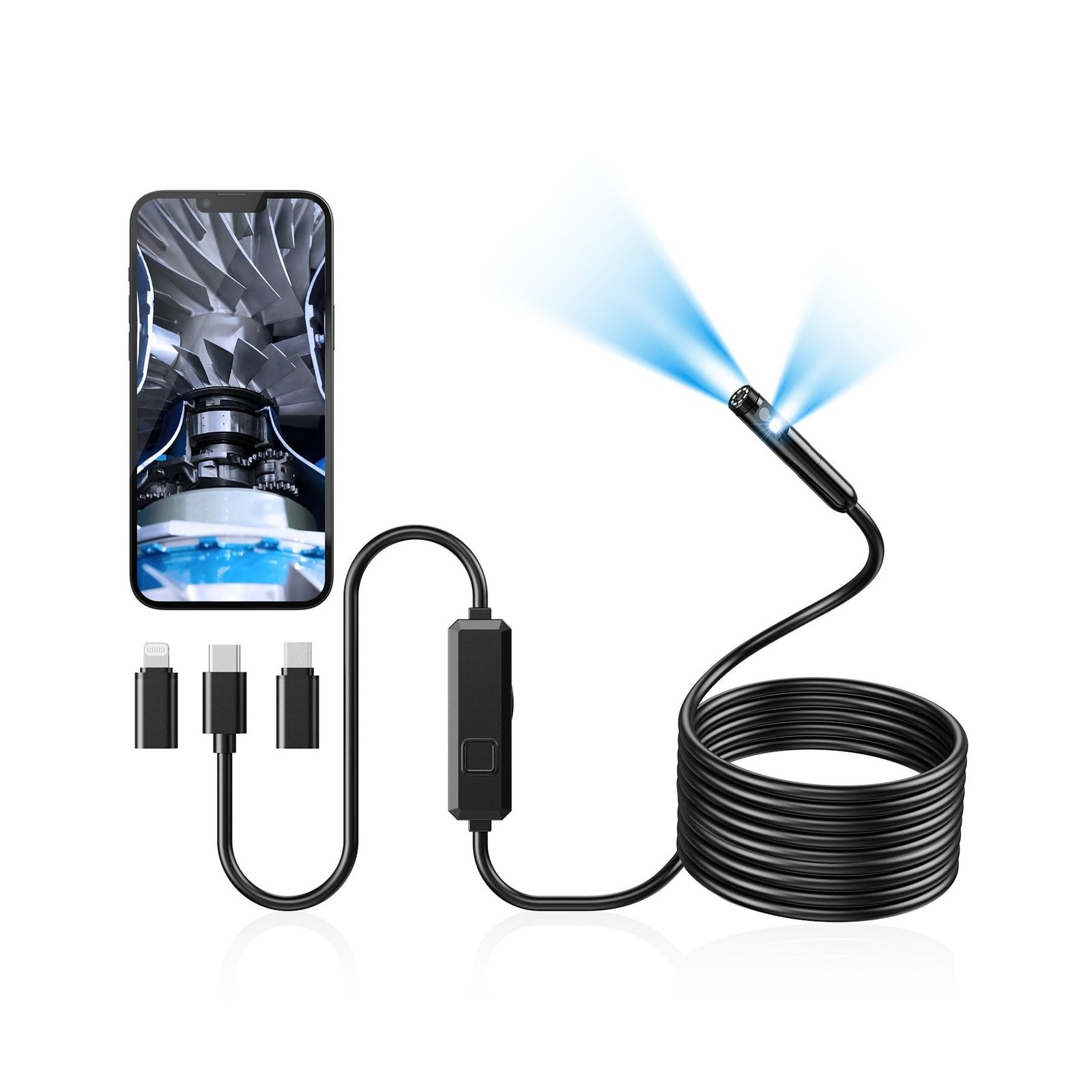 Acoath Endoscope Camera with Light, Dual-Lens 1920P HD Borescope with 8 Adjus...