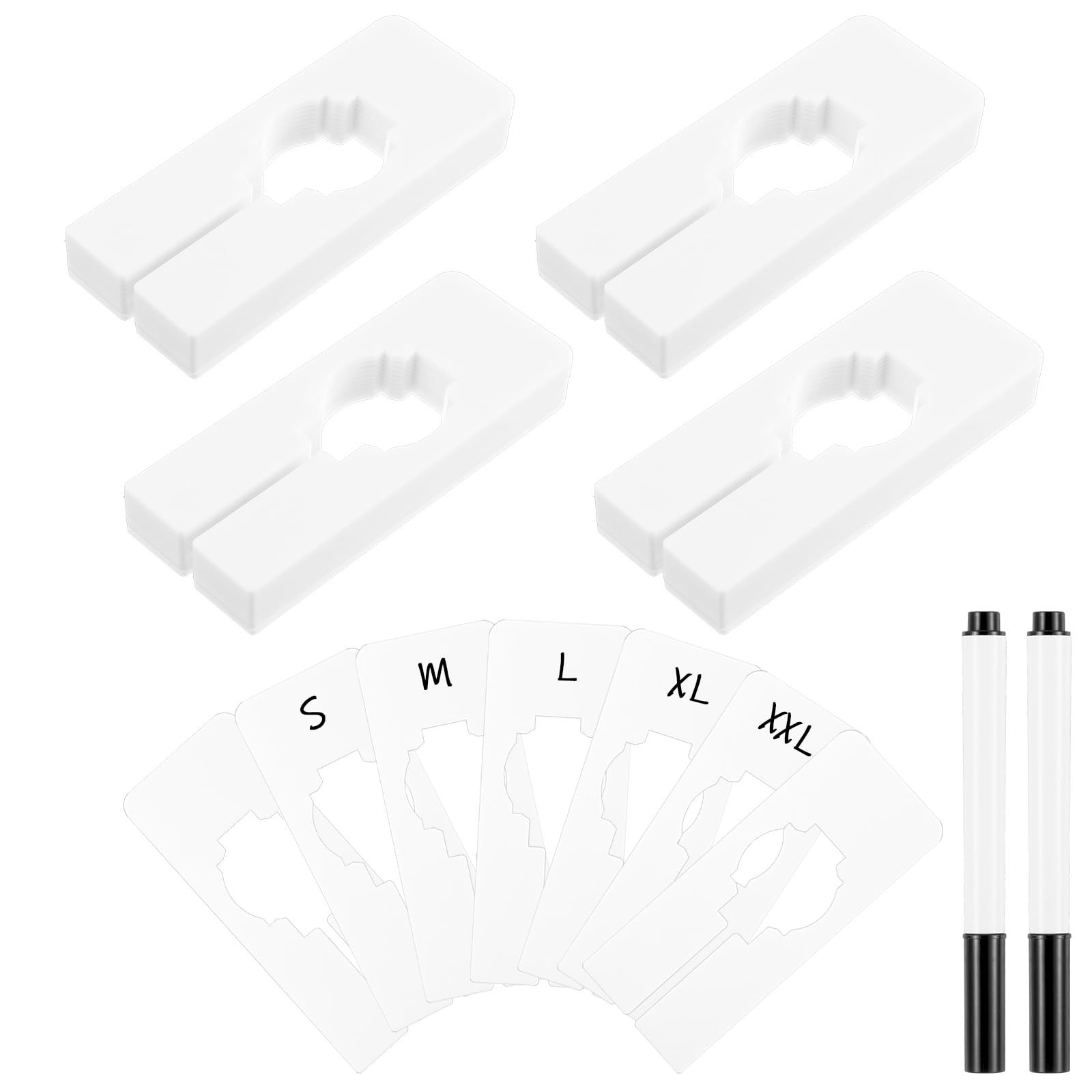 100 Pcs Plastic Closet Dividers for Hanging Clothes, Rectangular White Plasti...