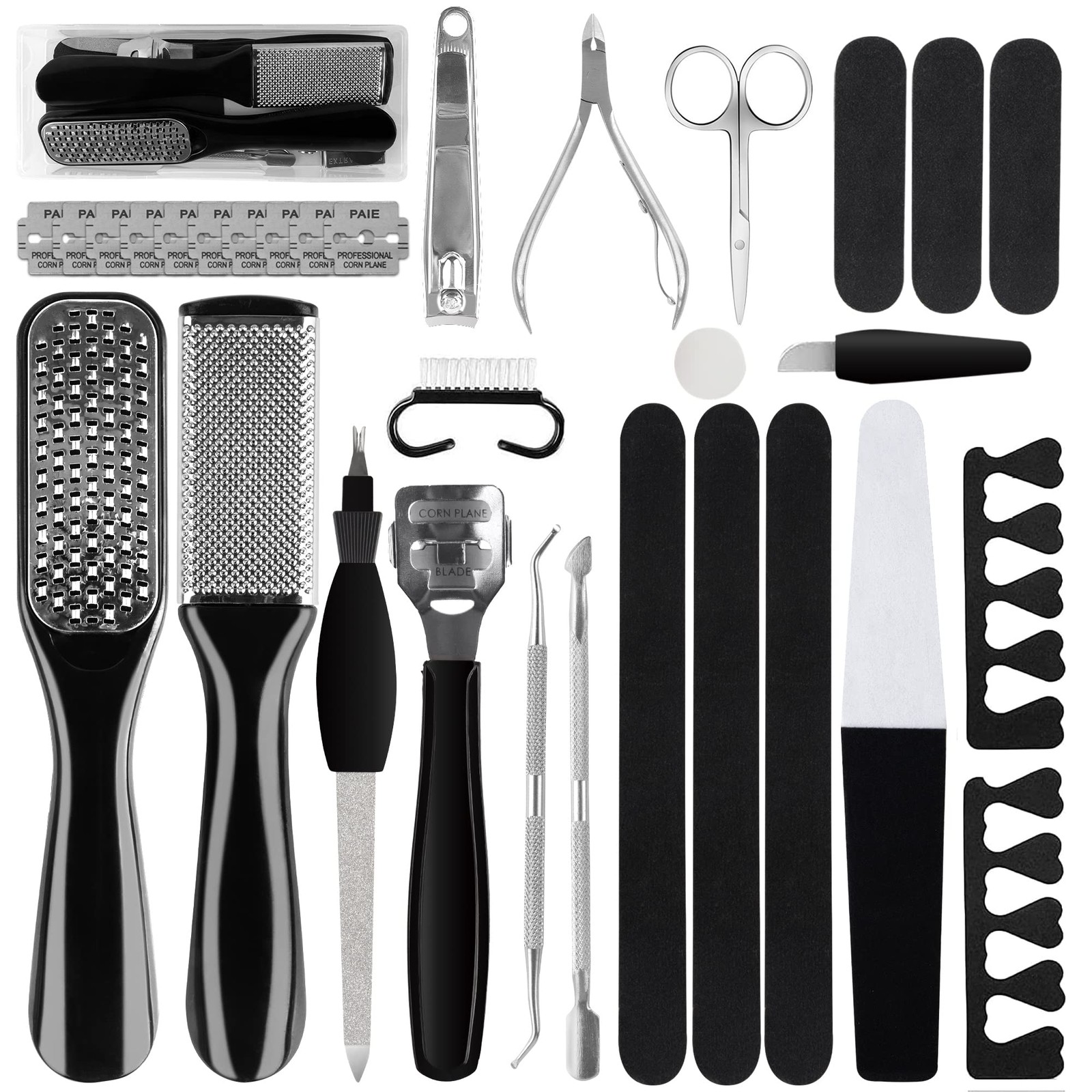 Professional Manicure and Pedicure Tool Kit 1 Count (Pack of 30), Black
