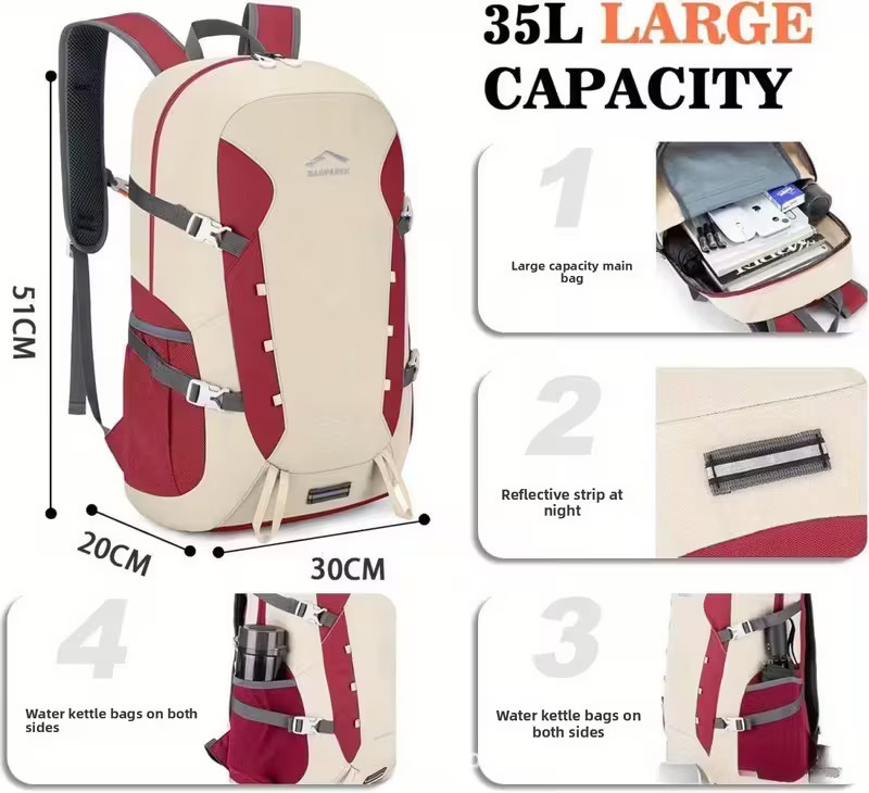 Large Capacity High Quality Backpack - Lightweight Travel, Hiking, Camping