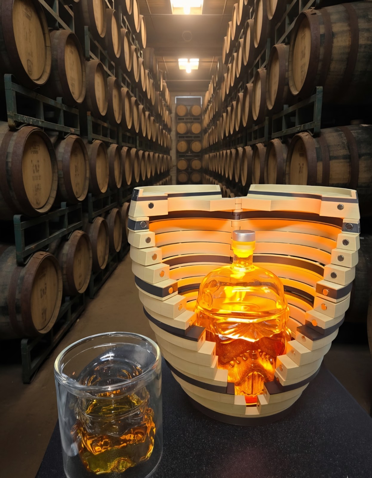 Bourbon Barrel Bottle Display Box For 325ml Bottles And Decanters