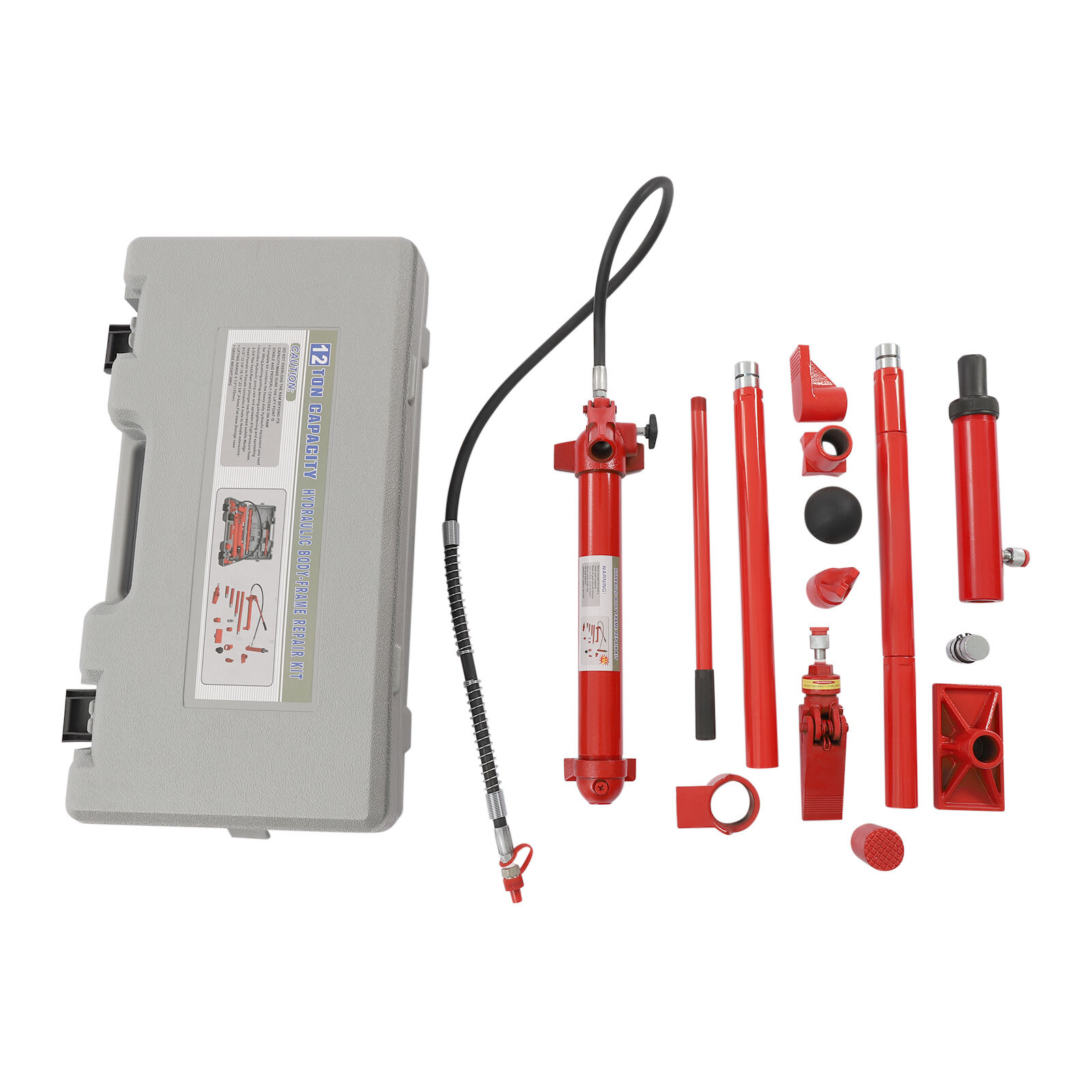 12 Ton Heavy Duty Porta Power Hydraulic Jack Auto Body Frame Repair Kit Lift Ram