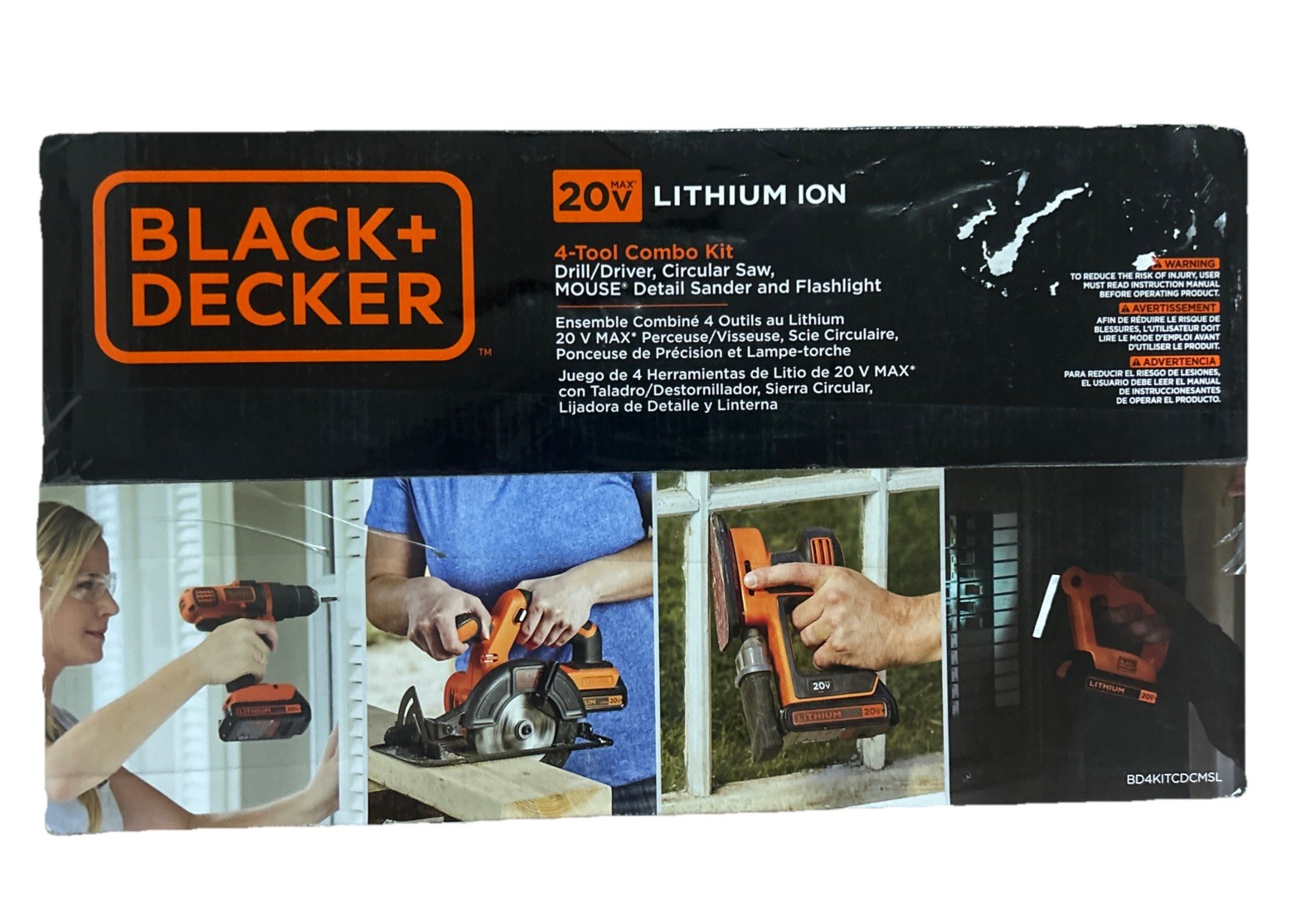 BLACK+DECKER 20V Max* Lithium Ion 4 Tool Combo Kit - BD4KITCDCMSL IN HAND NWT
