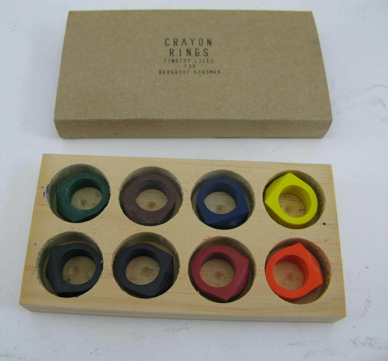 Crayon Rings Made by Timothy Liles for Bergdorf Goodman Set of 8 with Box