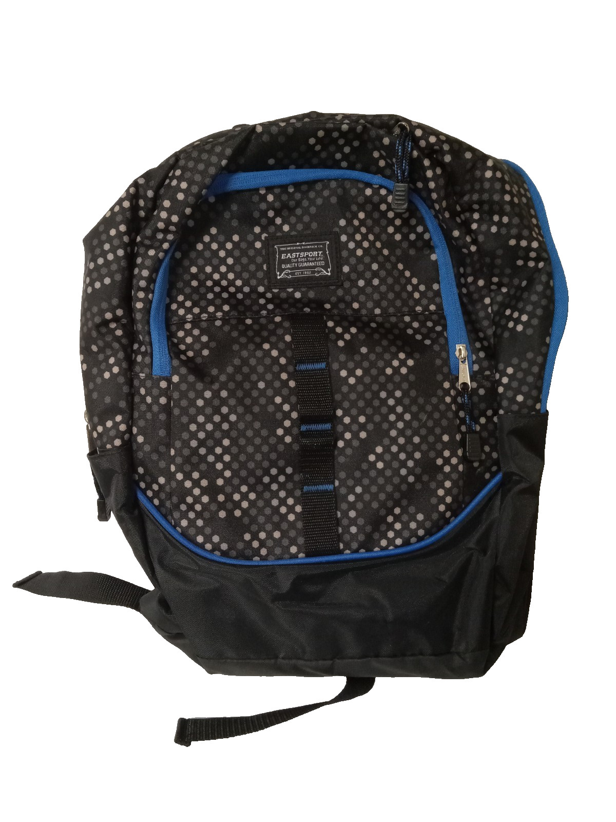 Eastport Backpack Black Silver Blue 3 Zipper School