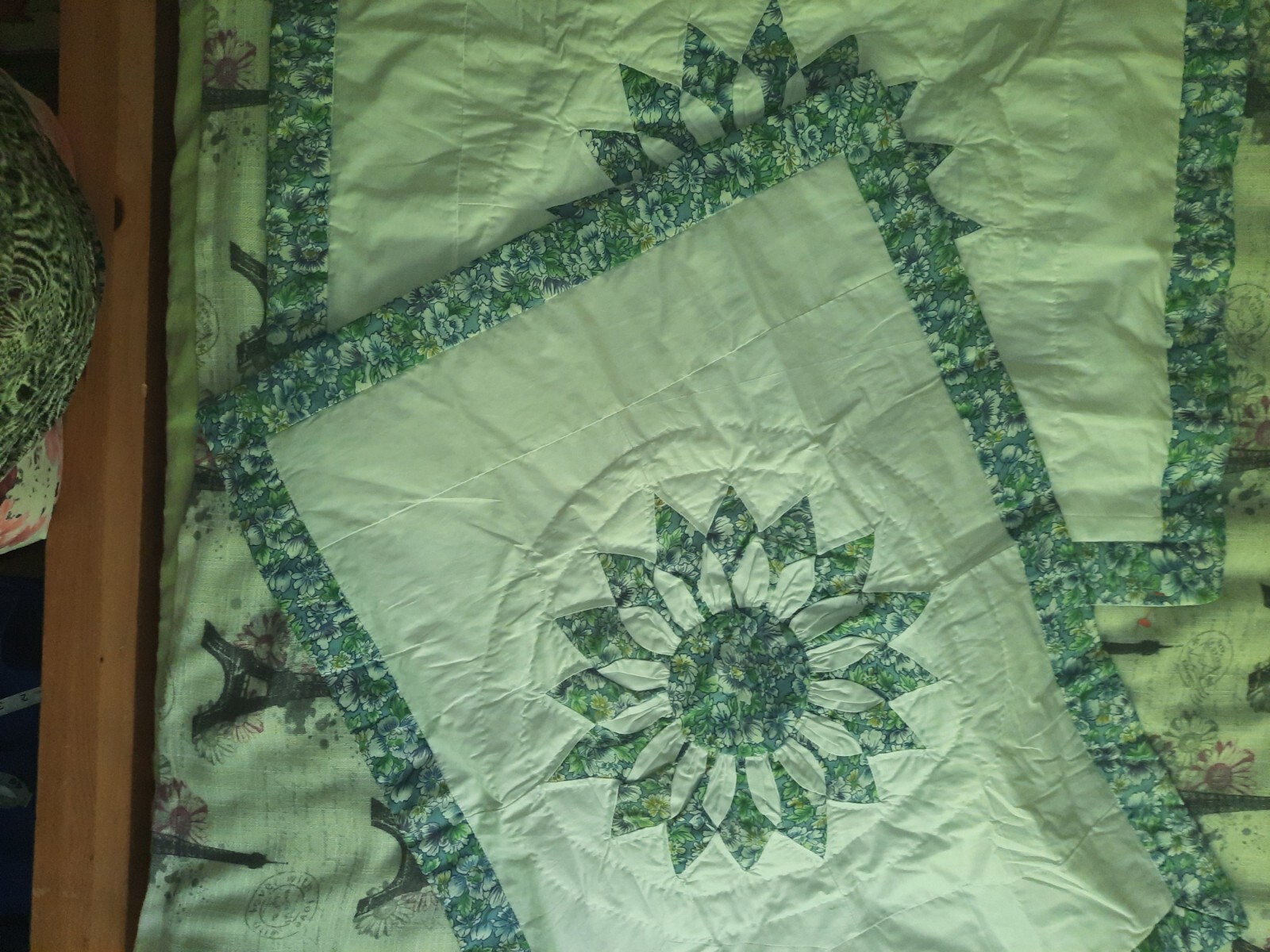 SET 2 OF PATCHWORK PILLOWCASE COTTON WHITE BLUE