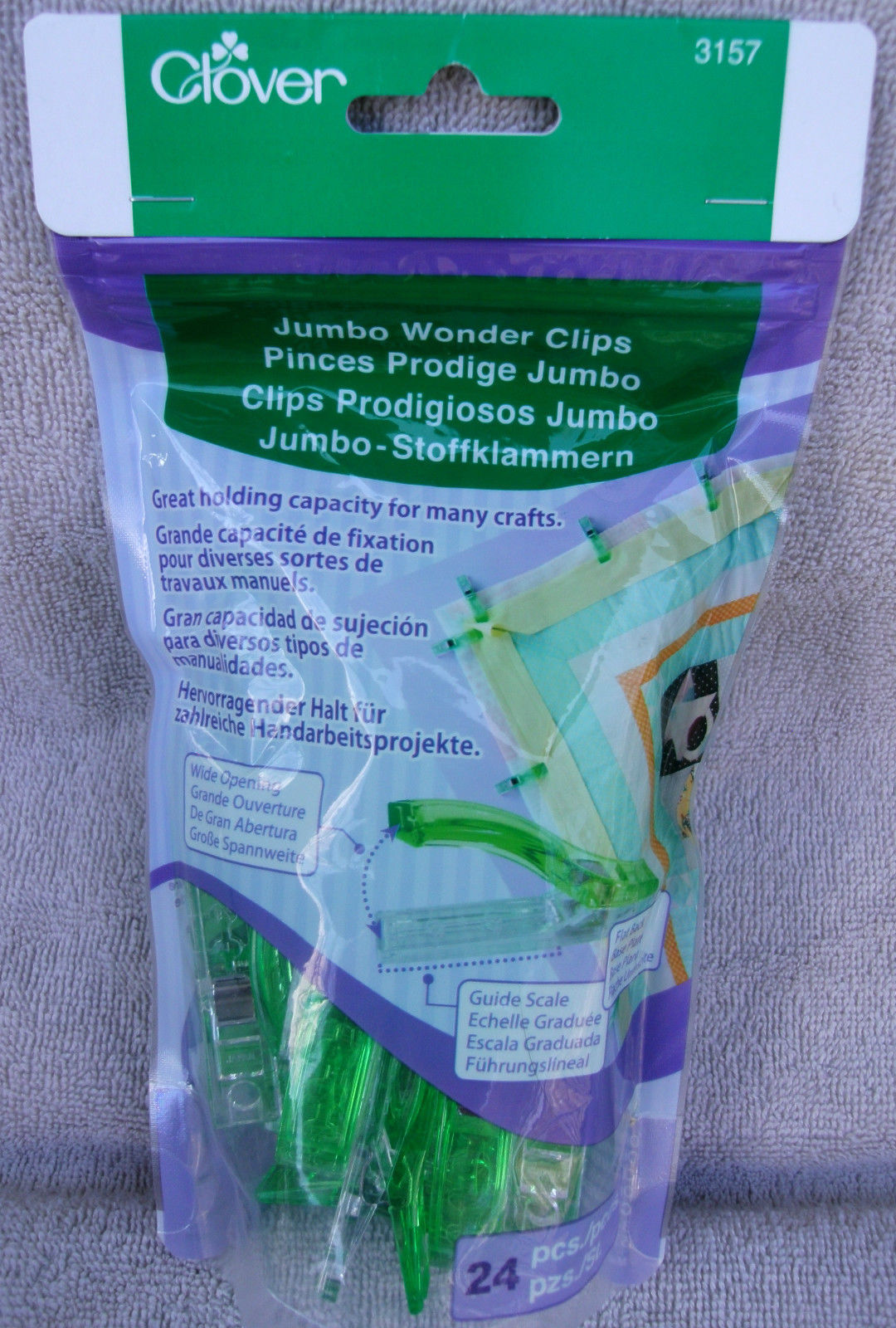 CLOVER WONDER CLIPS - JUMBO 3157 - 24 PIECES-  051221731570