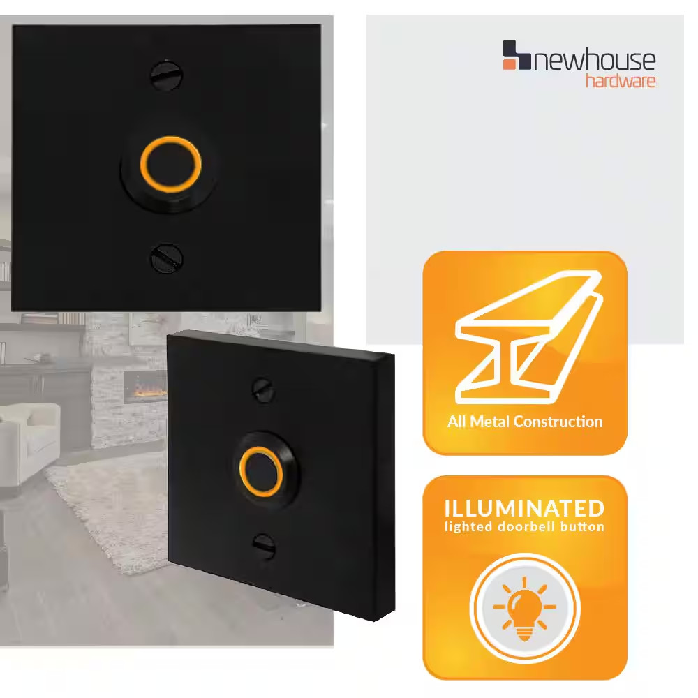 Wired Metal Square Surface Mount Doorbell Chime Push Button with LED Button Ligh